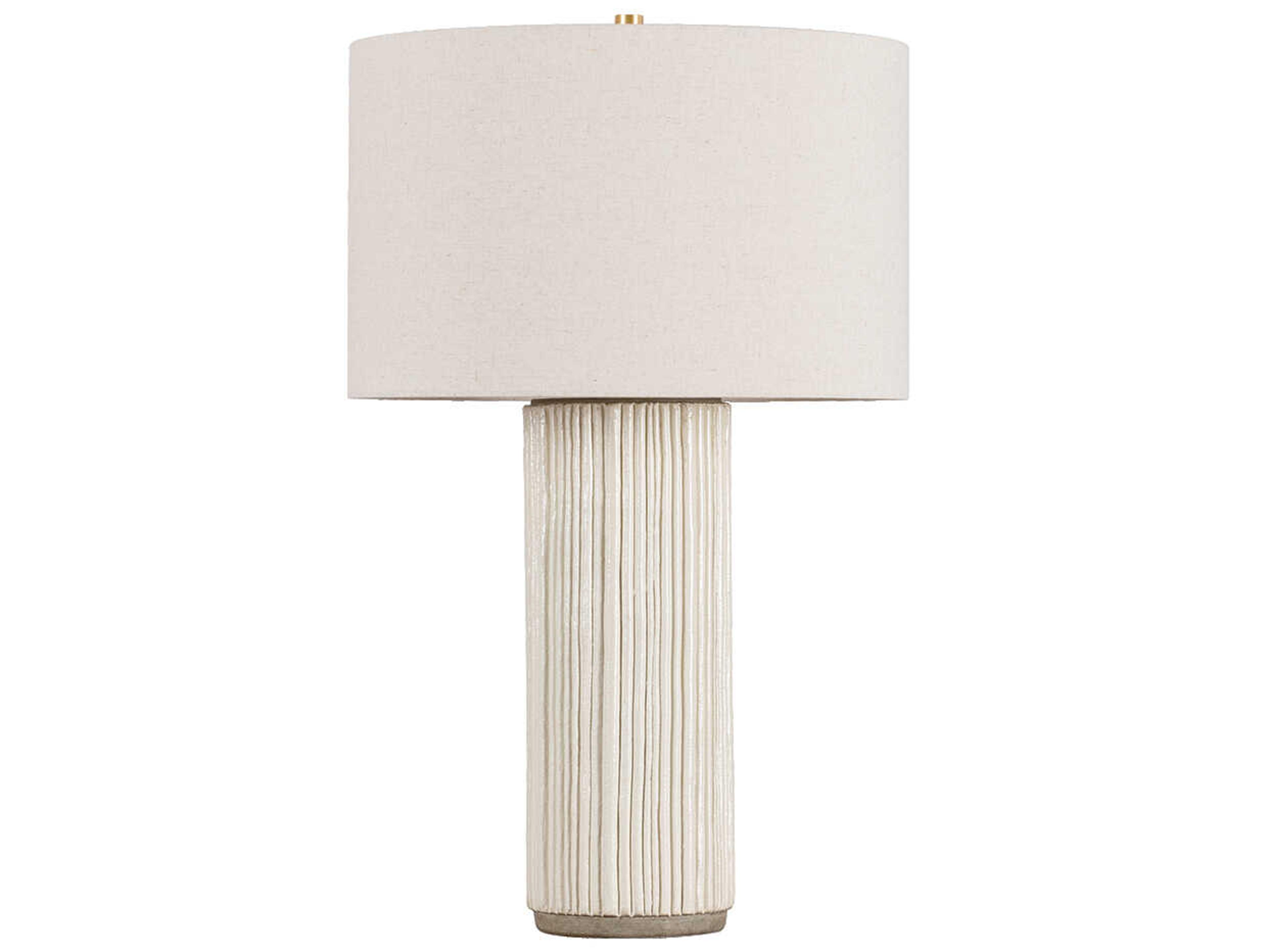 Hudson Valley Crestwood Aged Brass Ceramic Fluted Ivory White Buffet Lamp