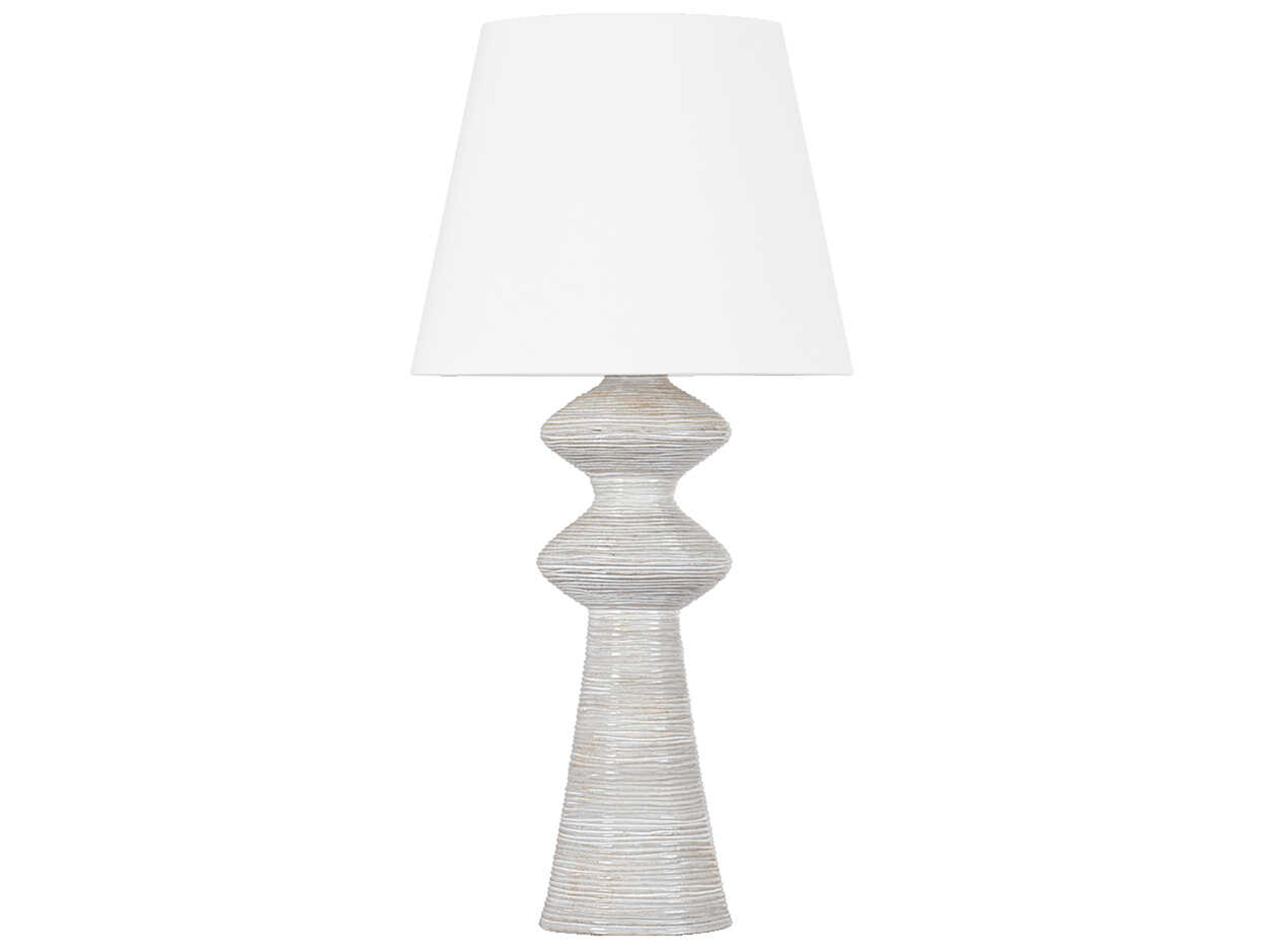 Hudson Valley Steinway Aged Brass Ceramic Snowbank White Linen Gray Buffet Lamp