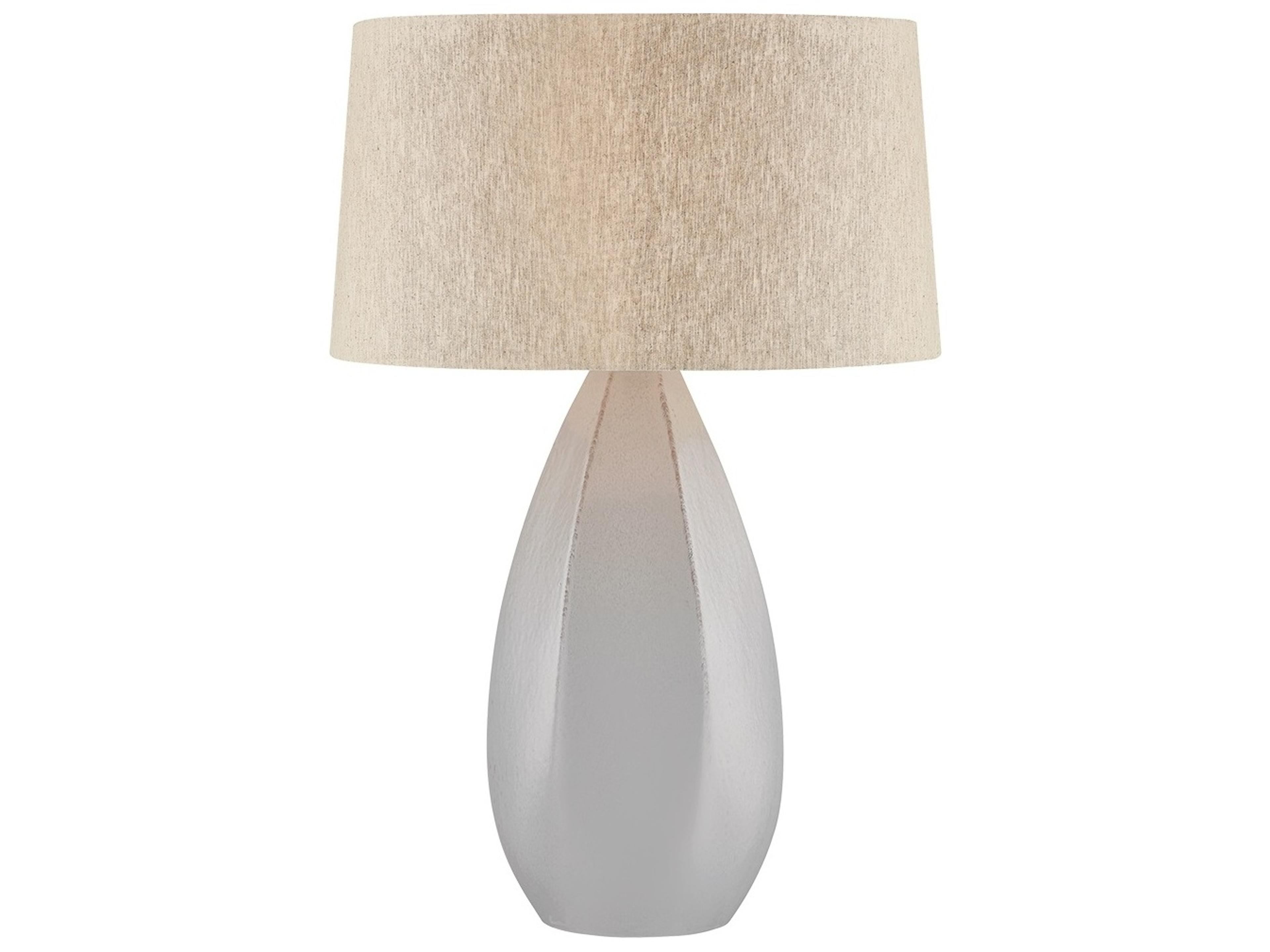 Hudson Valley Colwyn Aged Brass Ceramic Dove White Natural Linen Fabric Buffet Lamp