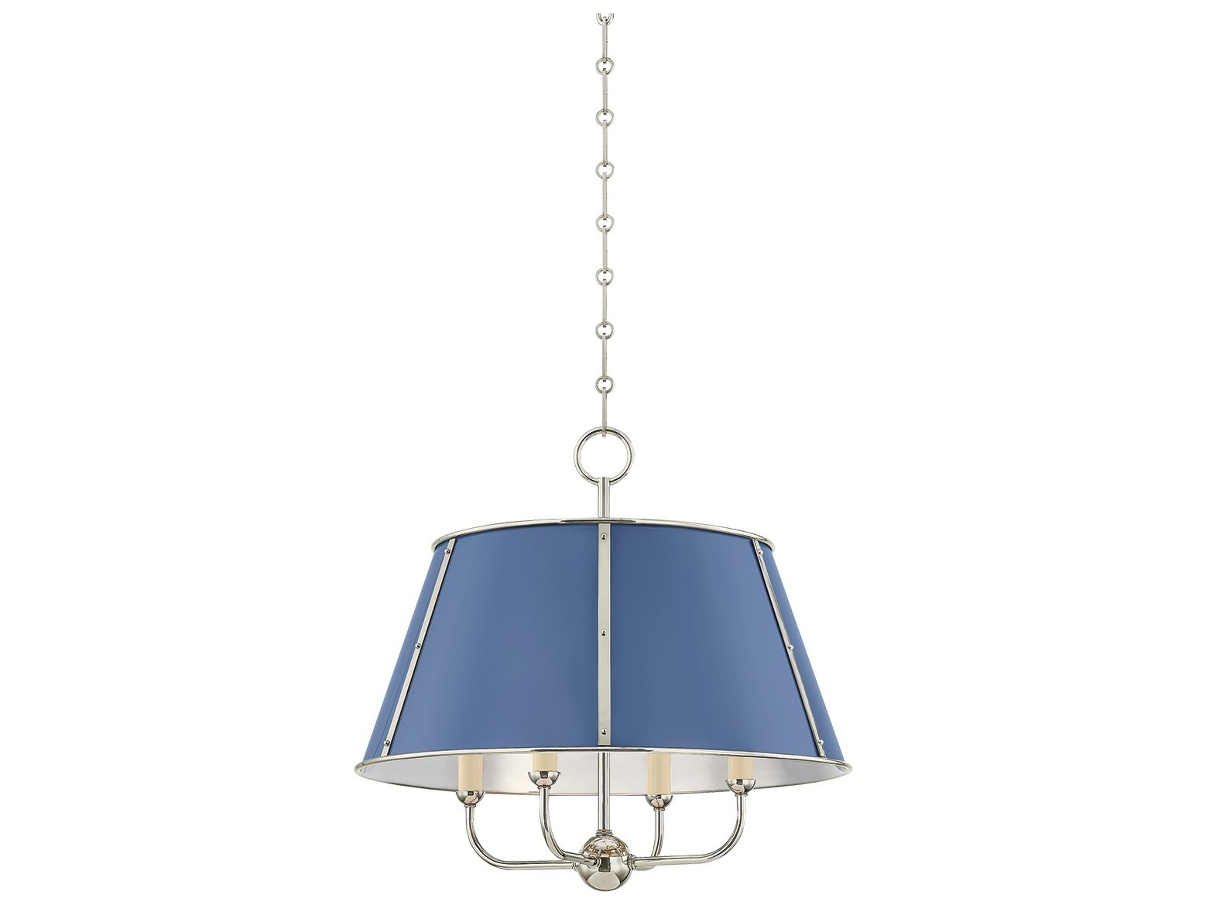 Hudson Valley Cambridge 4-Light Polished Nickel Soft French Blue Candelabra Chandelier