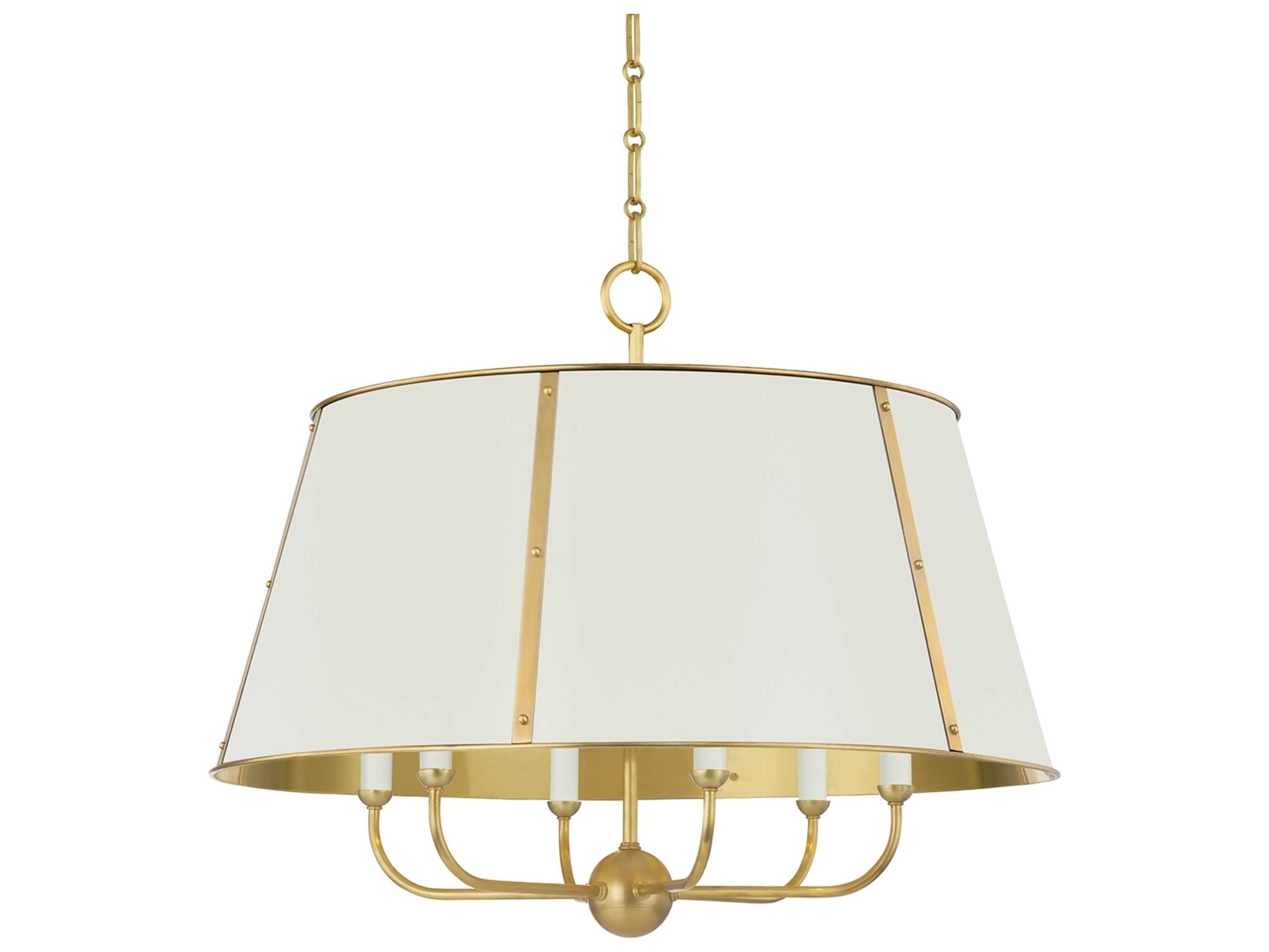 Hudson Valley Cambridge 6-Light Aged Brass off White Candelabra Empire Chandelier