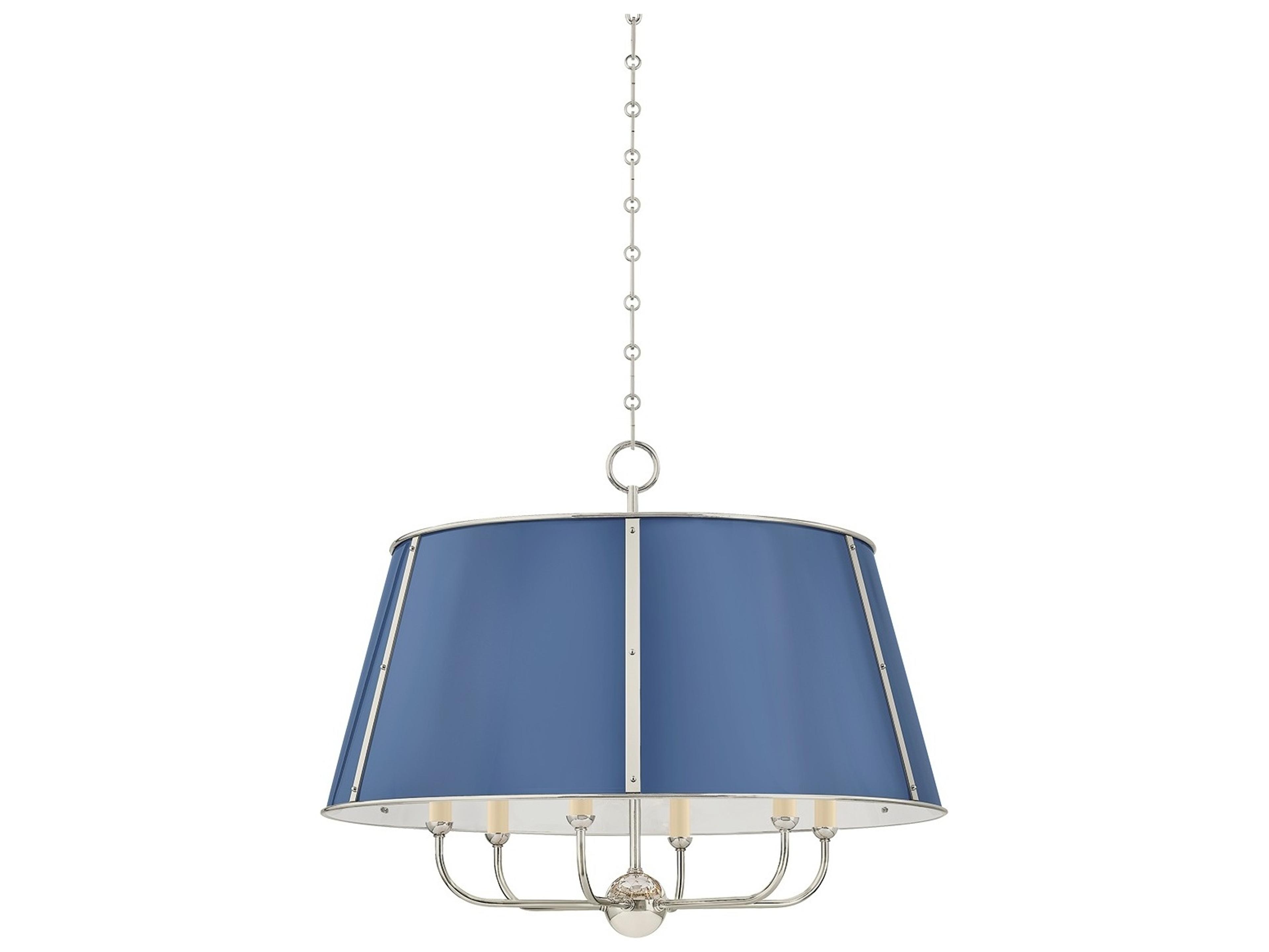 Hudson Valley Cambridge 6-Light Polished Nickel Soft French Blue Candelabra Chandelier