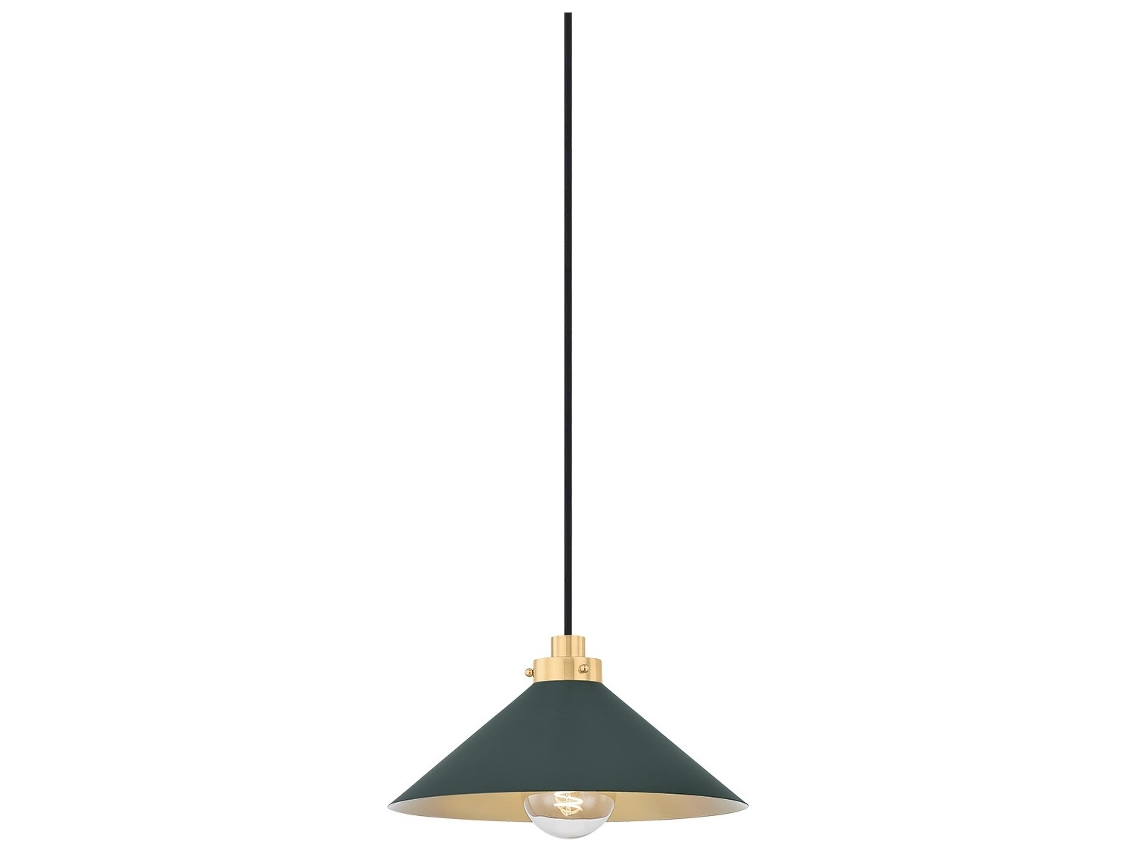 Hudson Valley Clivedon 1-Light Aged Brass Soft Studio Green Mini Pendant