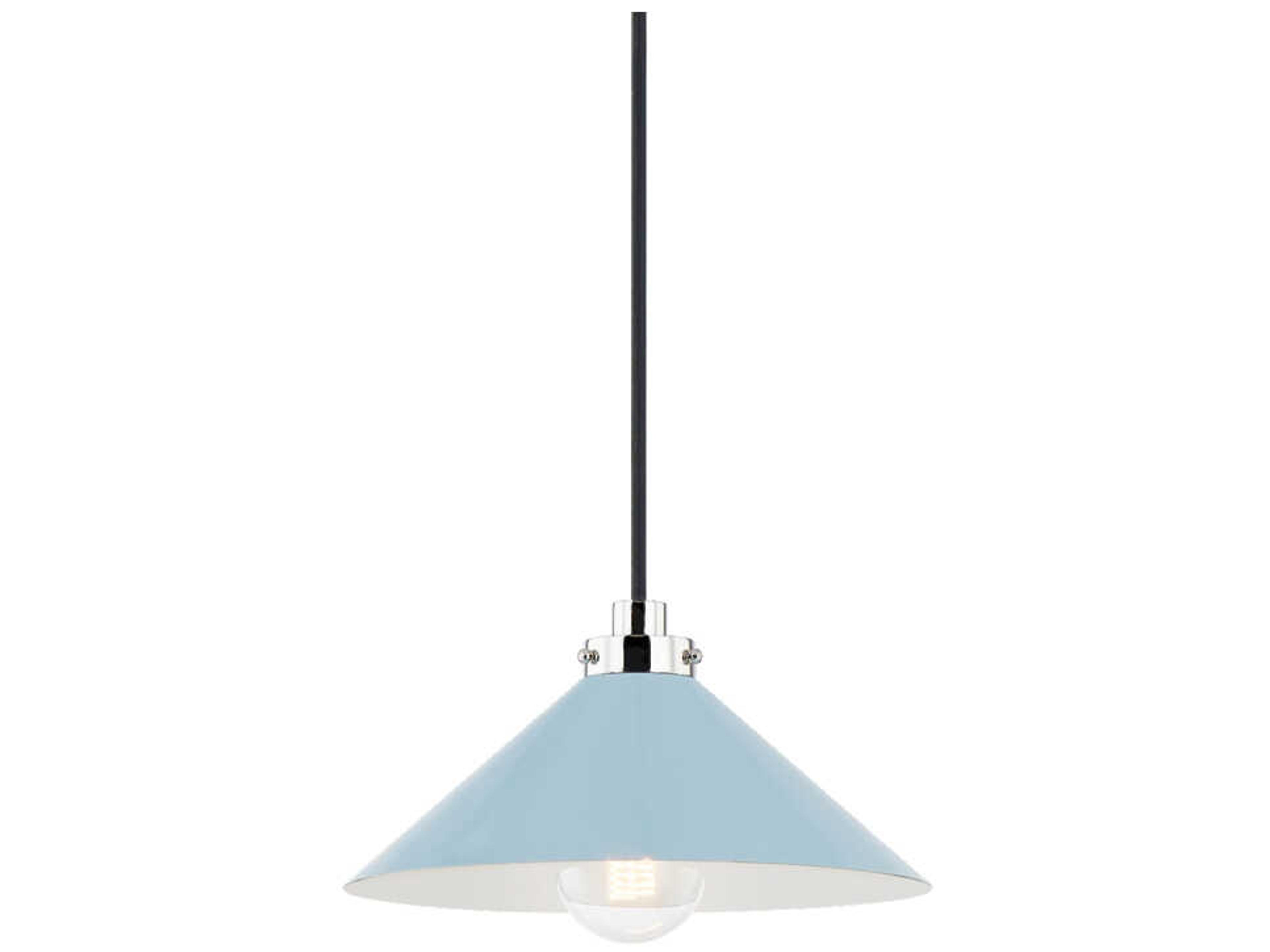Hudson Valley Clivedon 1-Light Polished Nickel Blue Mini Pendant
