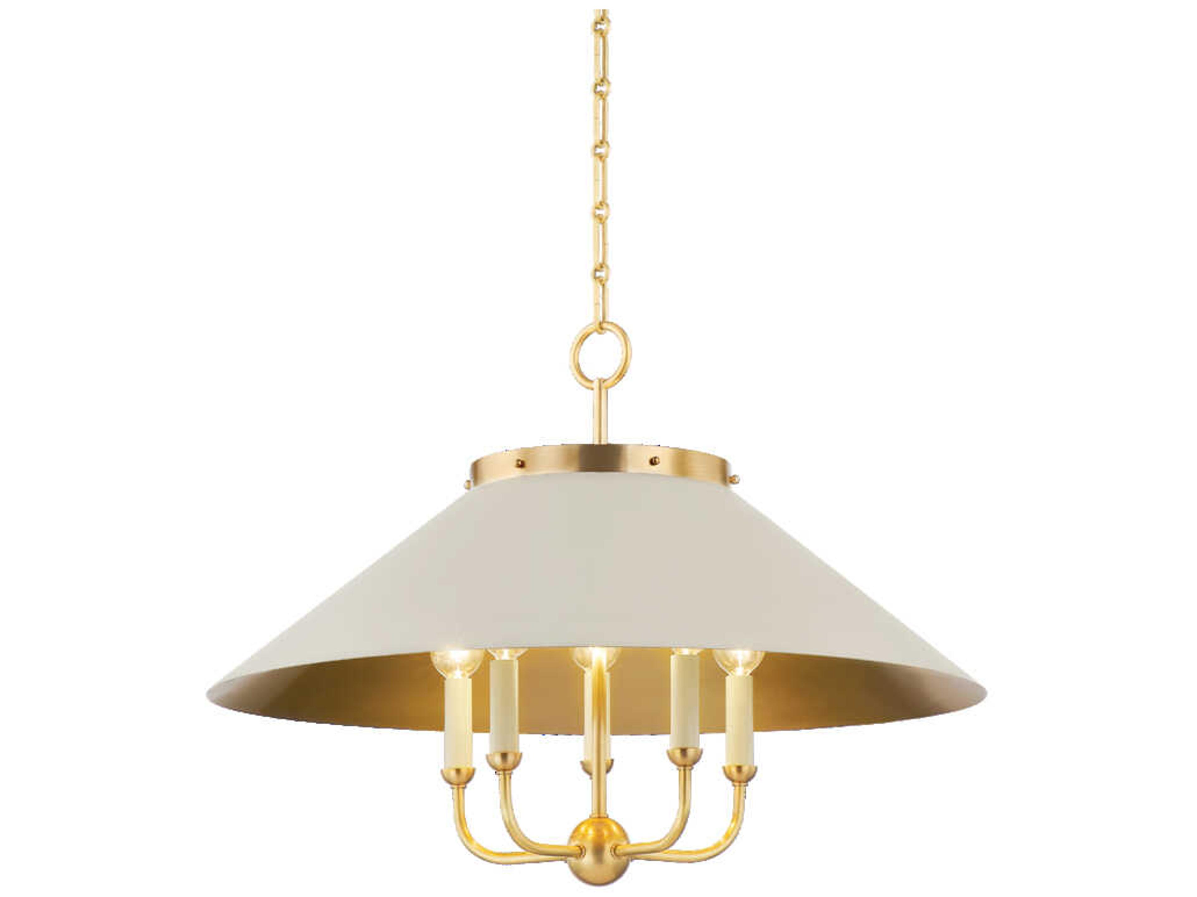 Hudson Valley Clivedon 5-Light Aged Brass White Candelabra Chandelier