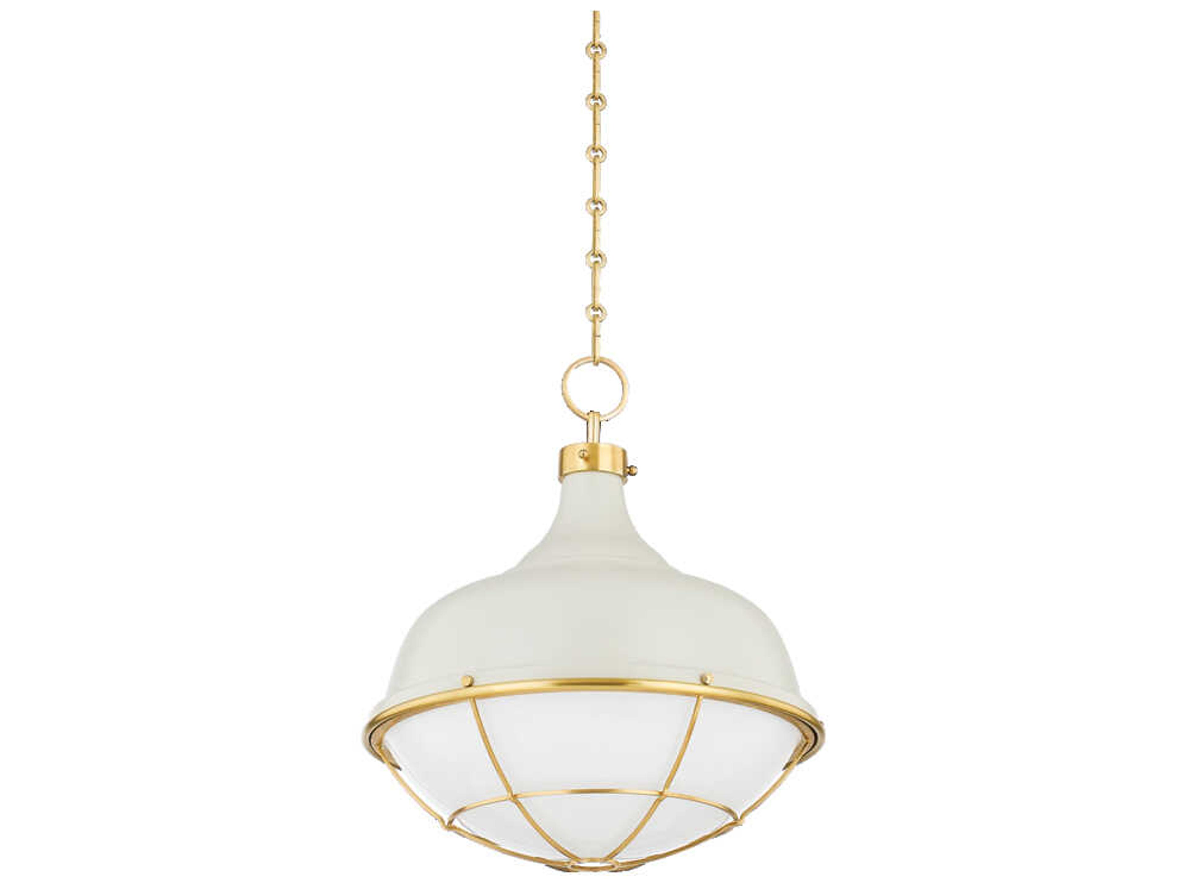 Hudson Valley Holkham 1-Light Aged Brass White Glass Bowl Pendant