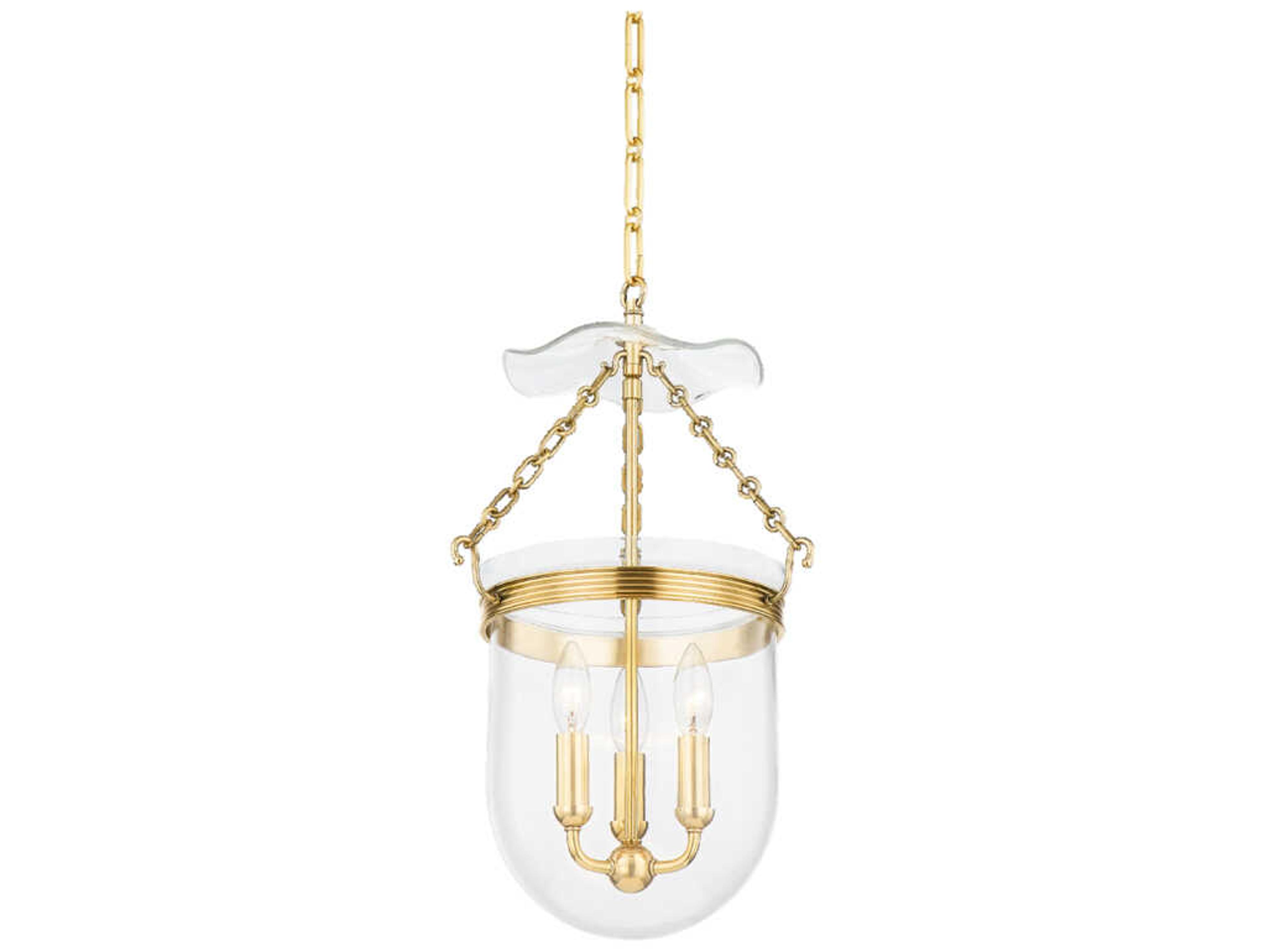 Hudson Valley Rousham 3-Light Aged Brass Glass Pendant