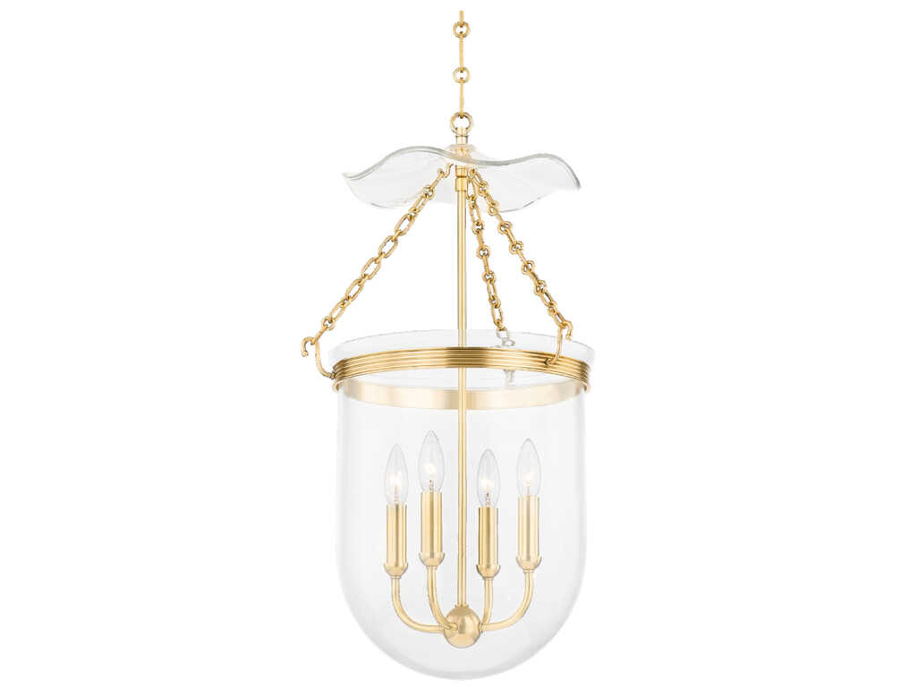 Hudson Valley Rousham 4-Light Aged Brass Glass Pendant