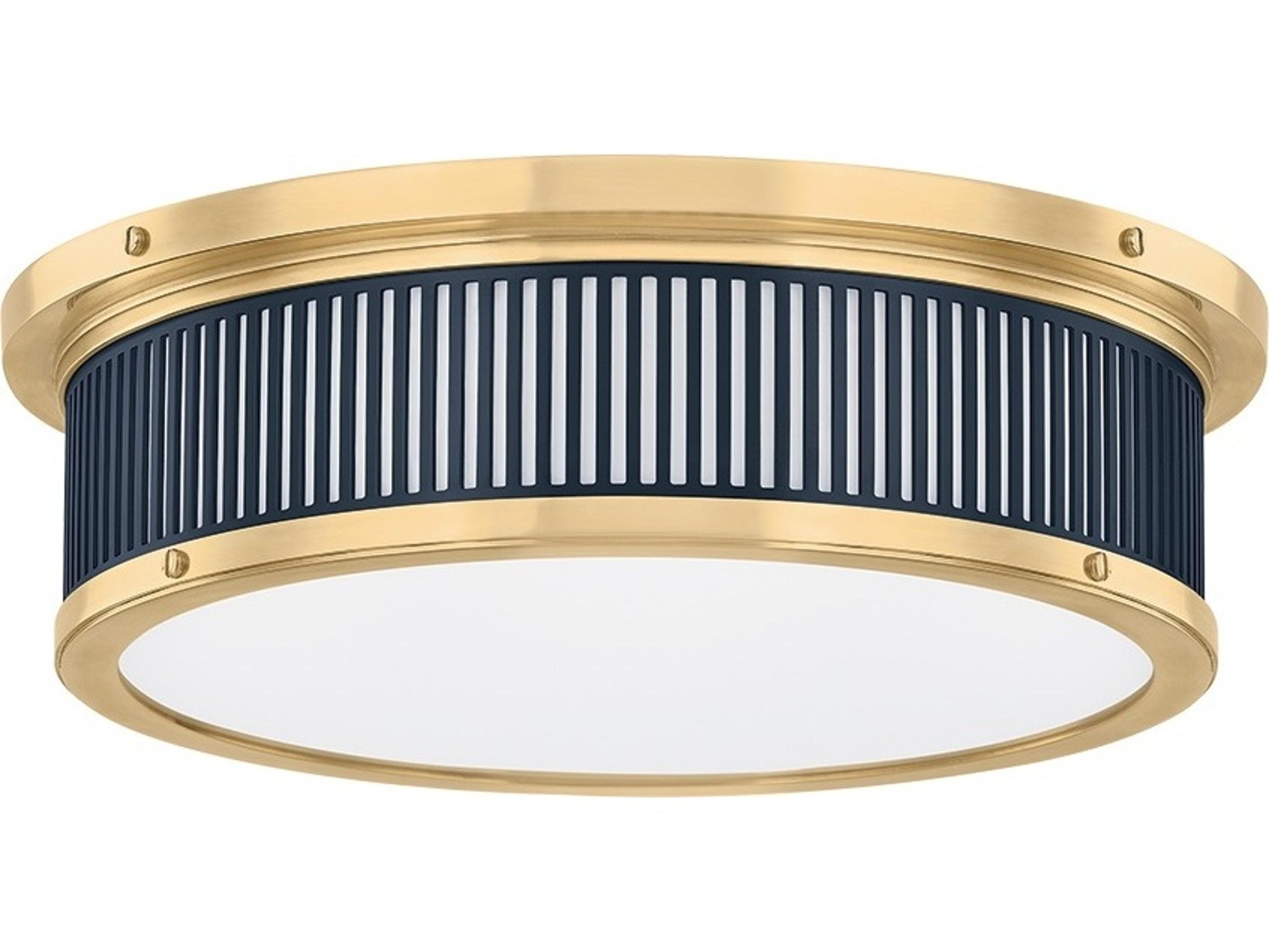 Ashdown 1-Light Aged Brass Distressed Bronze Round Flush Mount