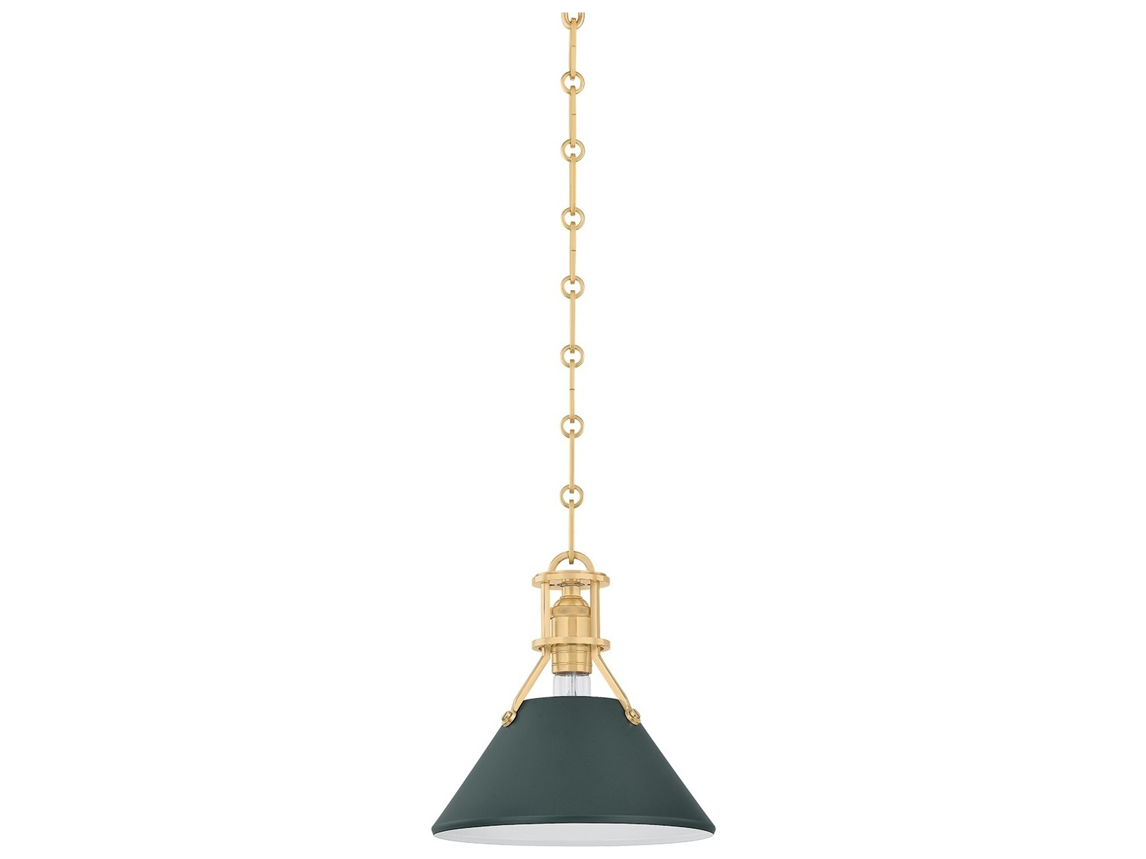 Hudson Valley Painted No. 2 1-Light Aged Brass Soft Studio Green Mini Pendant