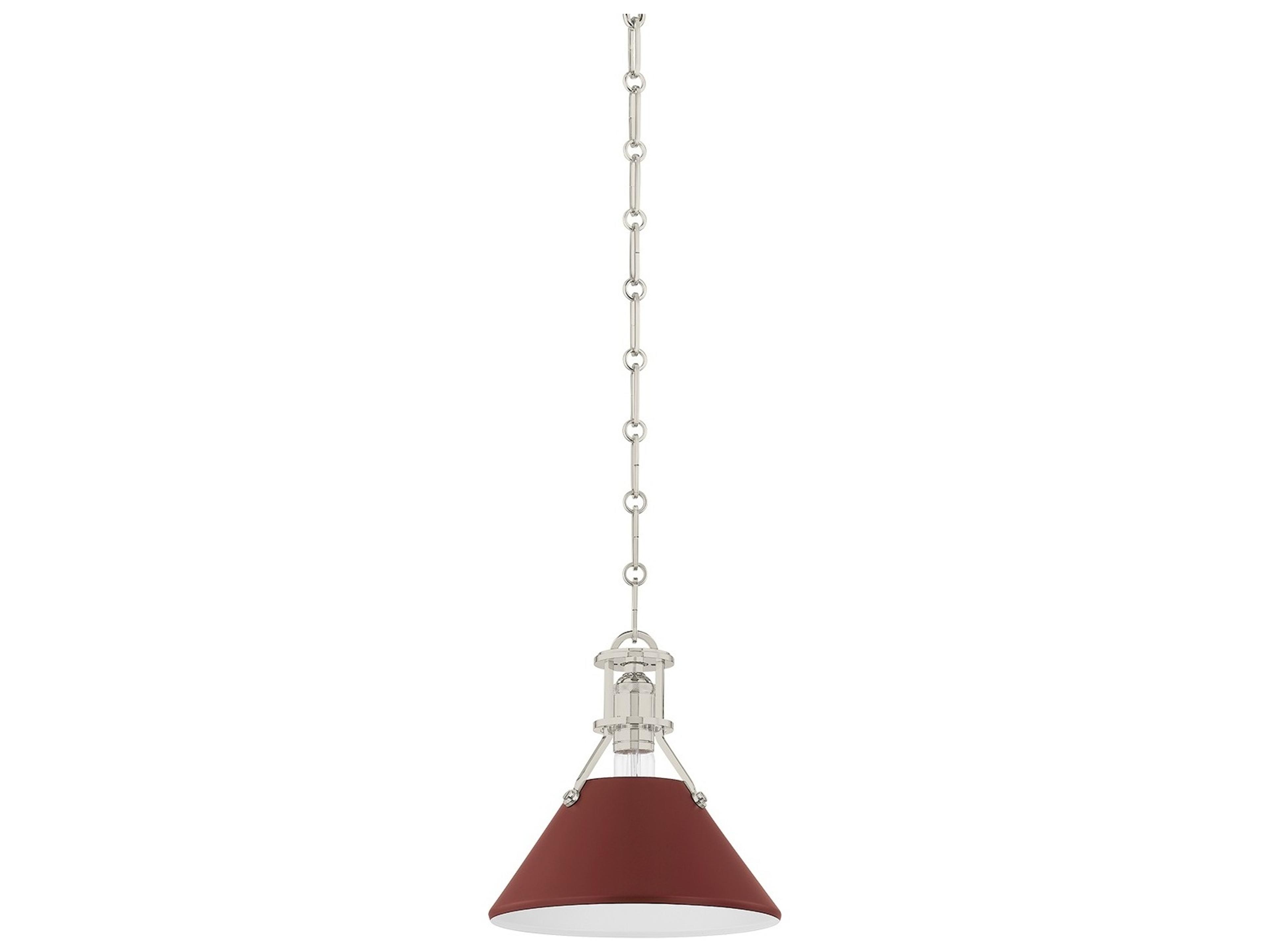 Hudson Valley Painted No. 2 1-Light Polished Nickel Soft Crimson Red Mini Pendant
