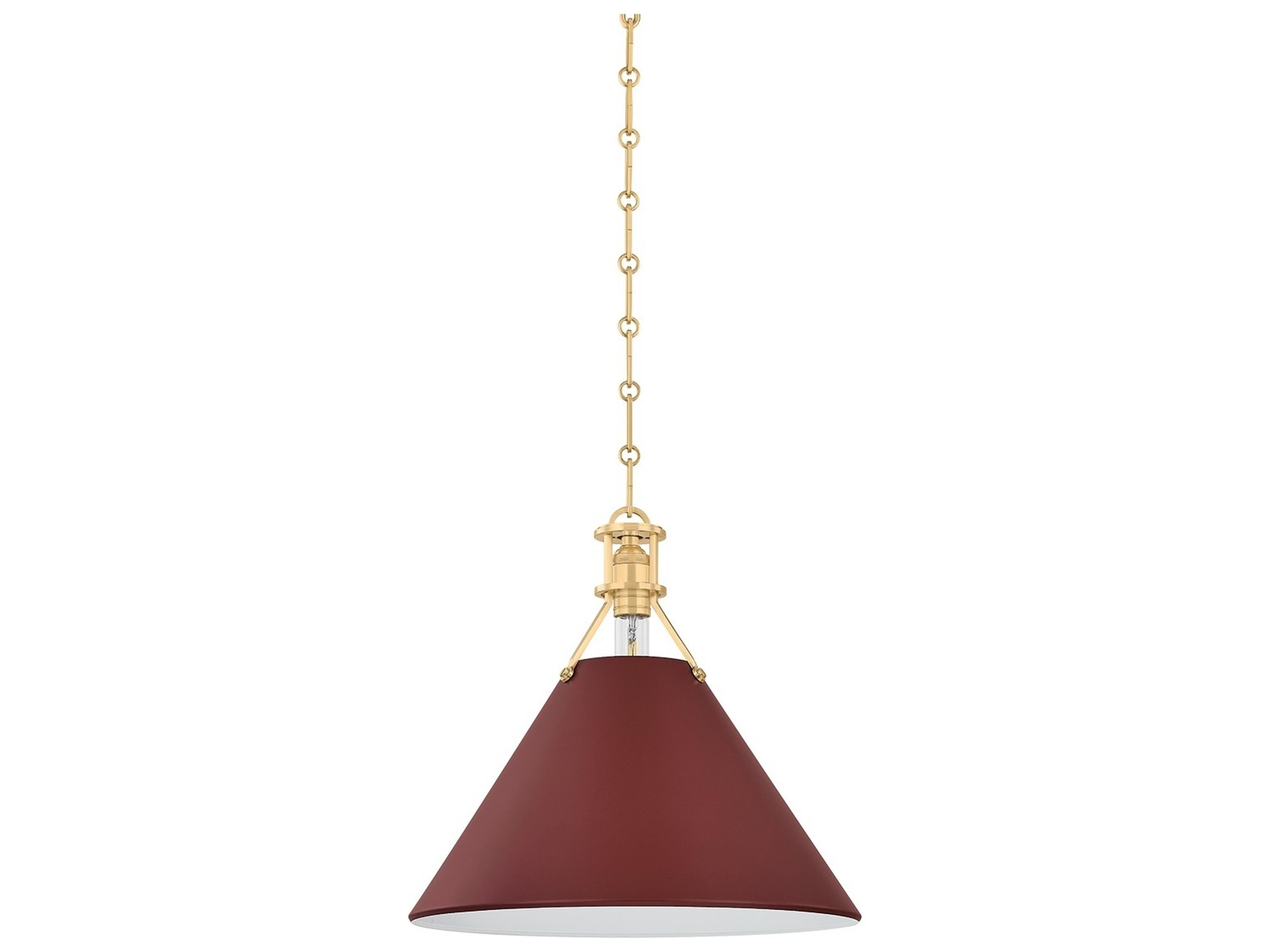 Hudson Valley Painted No. 2 1-Light Aged Brass Soft Crimson Red Pendant