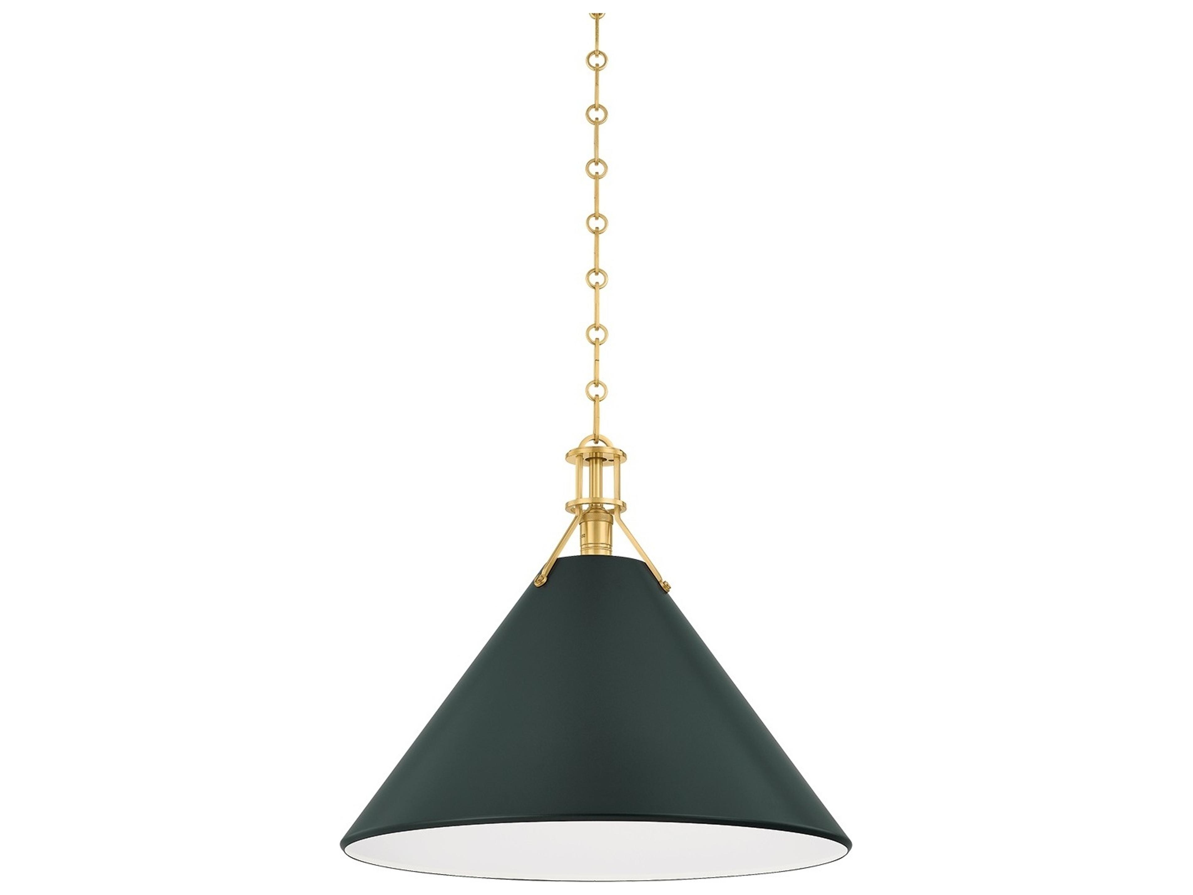 Painted No. 2 1-Light Aged Brass Soft Studio Green Pendant