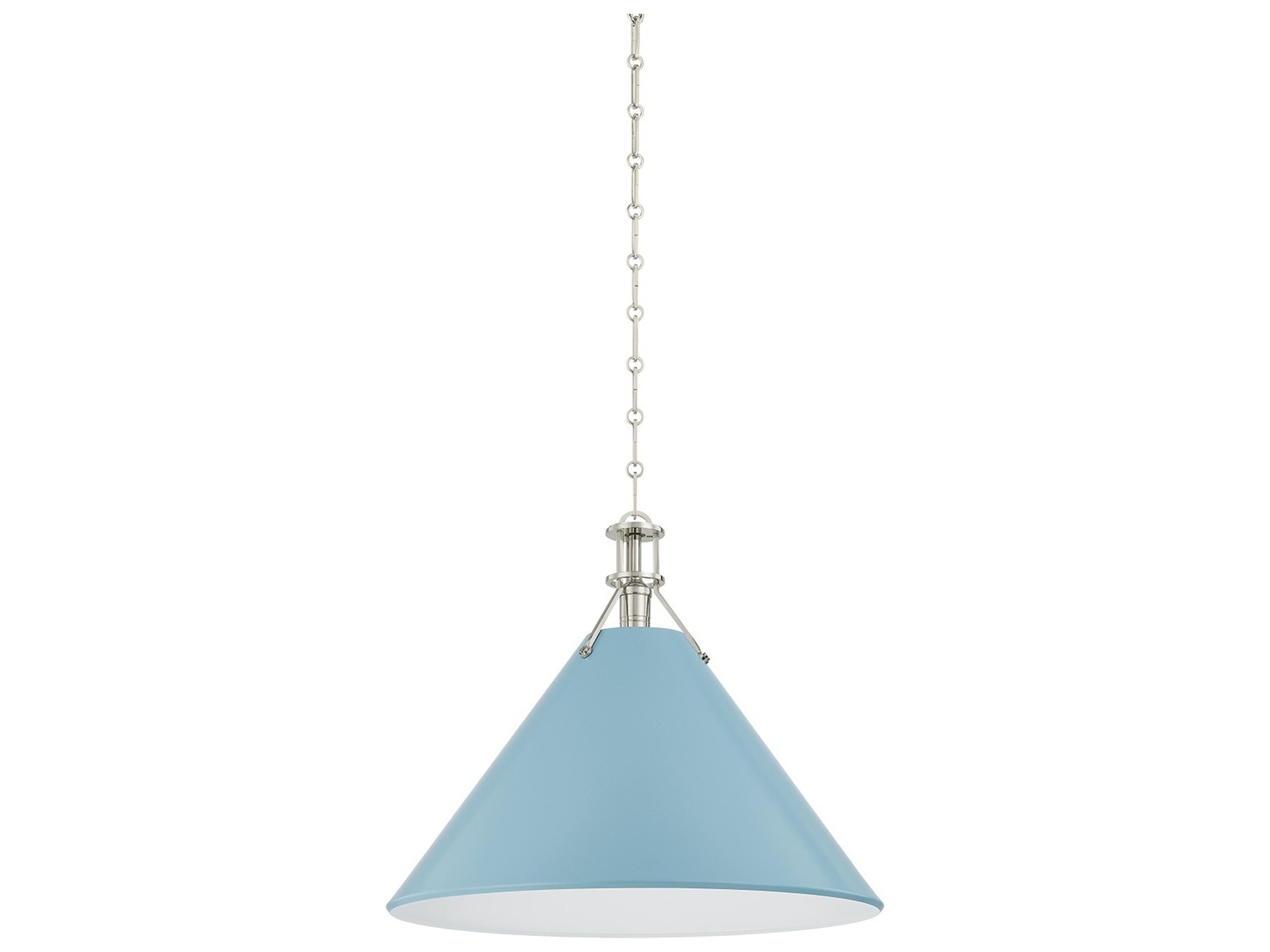 Painted No. 2 1-Light Polished Nickel Blue Bird Pendant