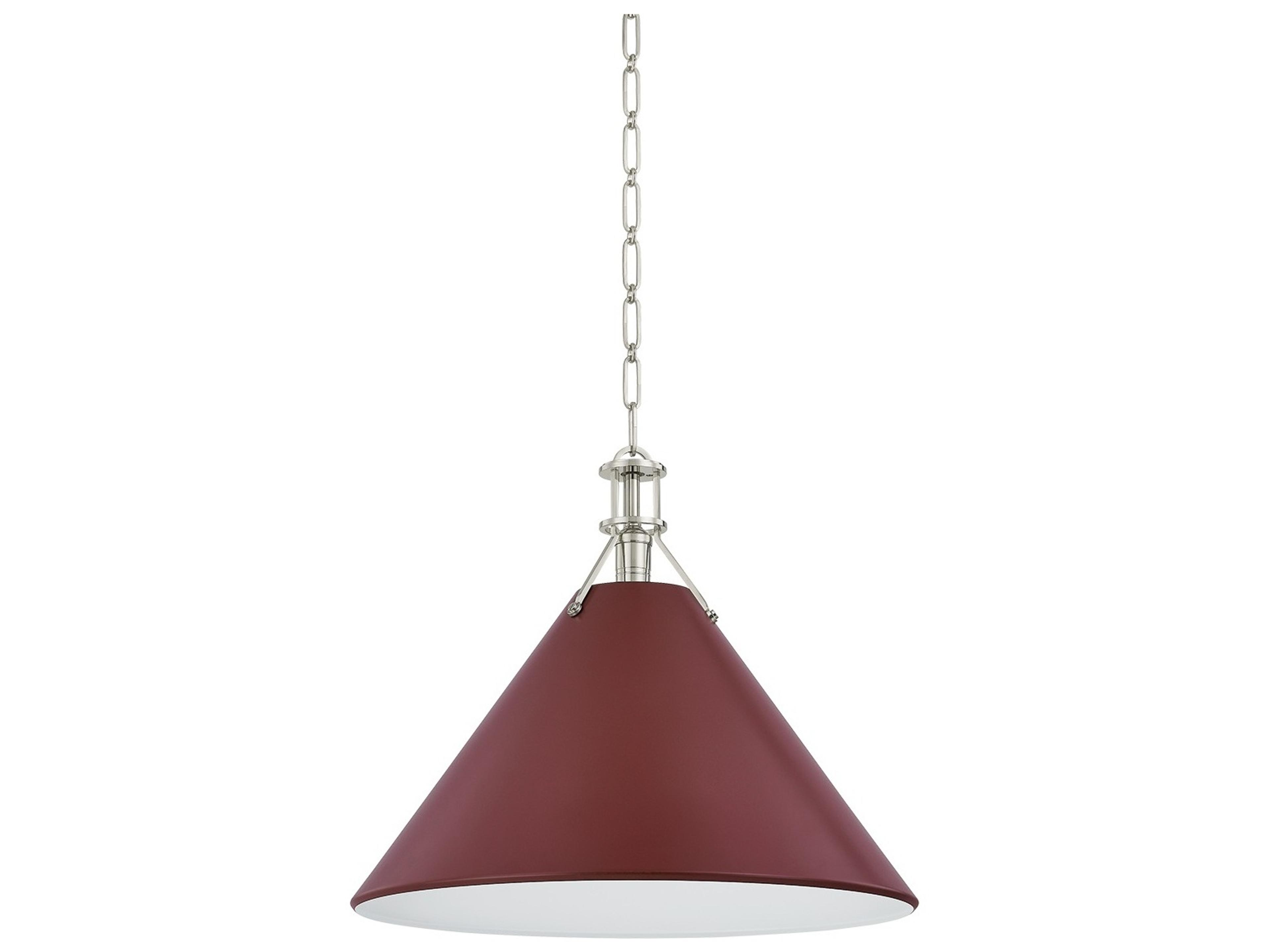 Hudson Valley Painted No. 2 1-Light Polished Nickel Soft Crimson Red Pendant
