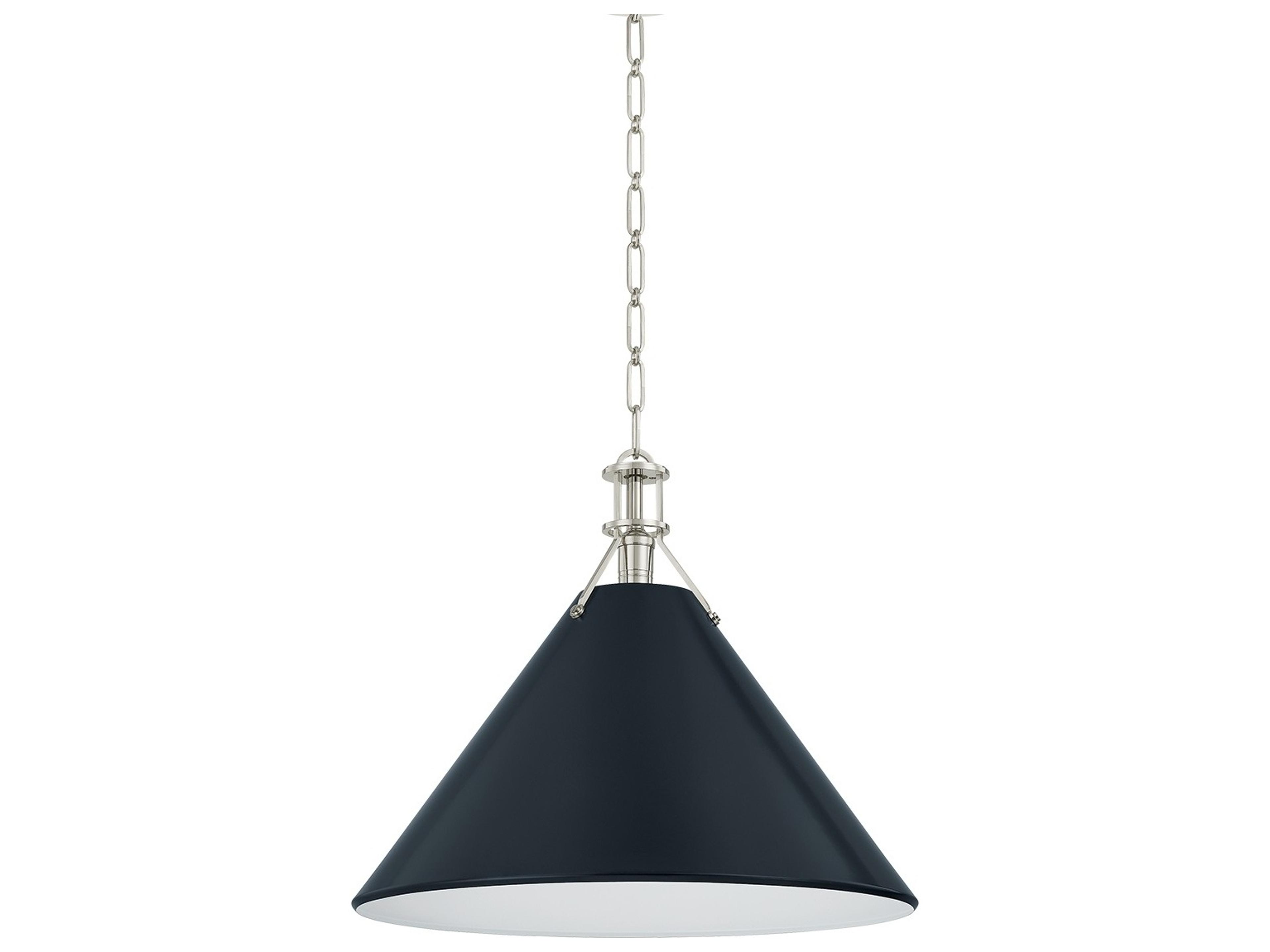 Painted No. 2 1-Light Polished Nickel Darkest Blue Pendant