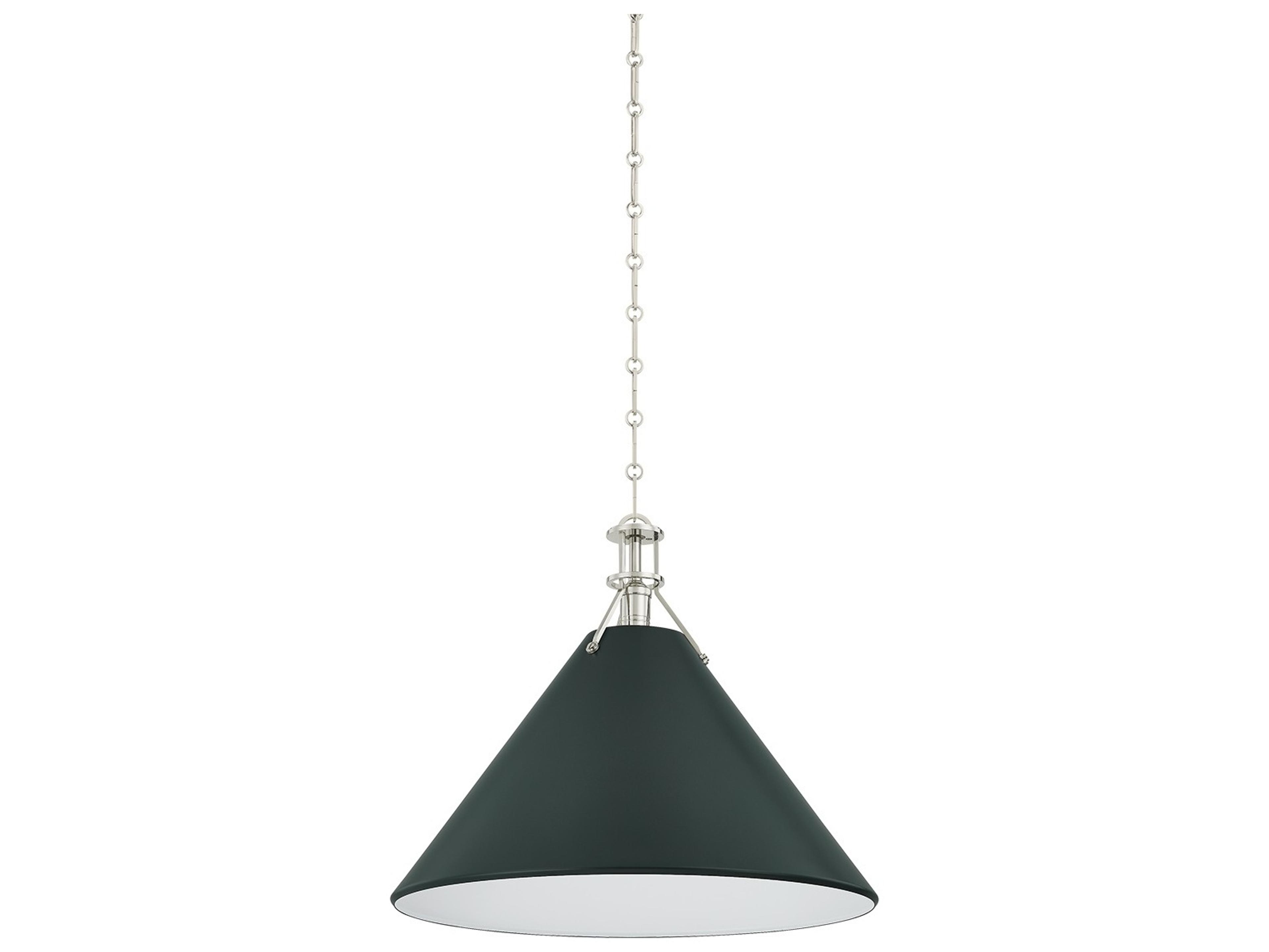 Painted No. 2 1-Light Polished Nickel Soft Studio Green Pendant