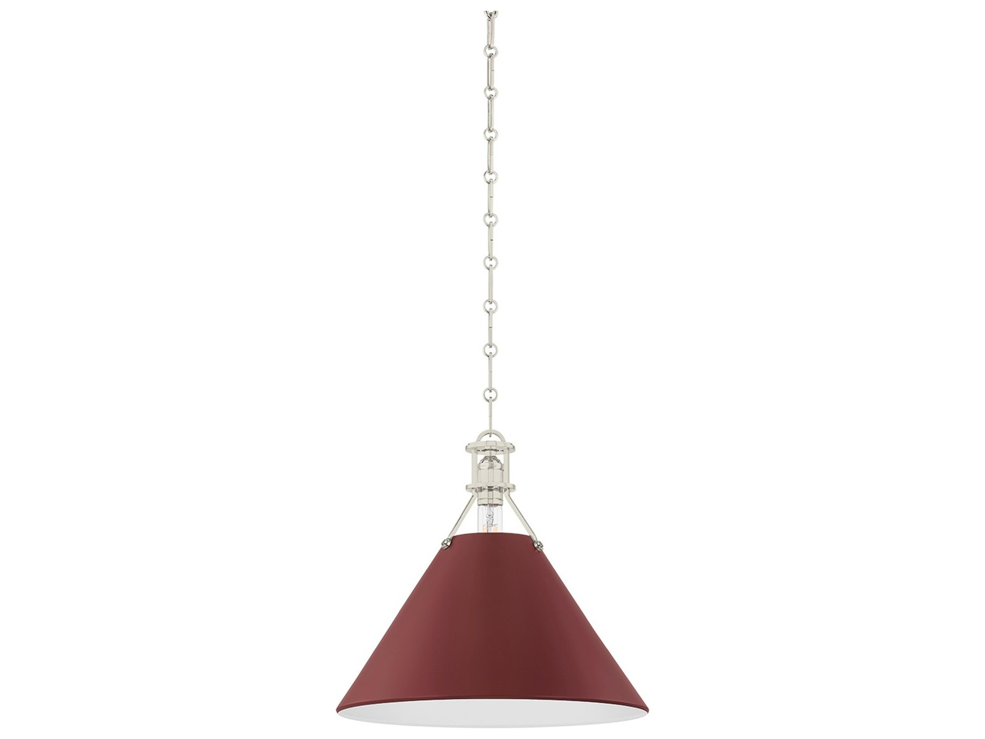 Hudson Valley Painted No. 2 1-Light Polished Nickel Soft Crimson Red Pendant