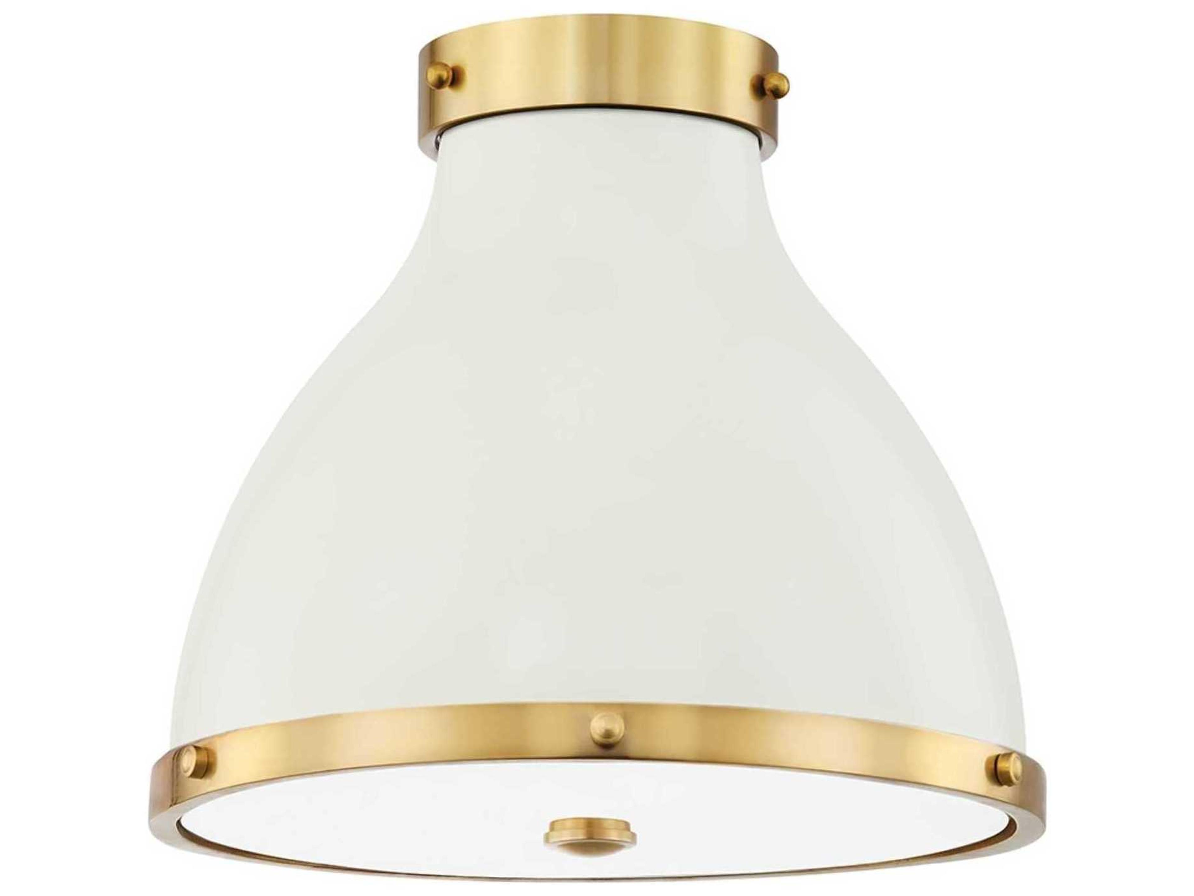 Hudson Valley Painted 2-Light Aged Brass off White Bell Flush Mount
