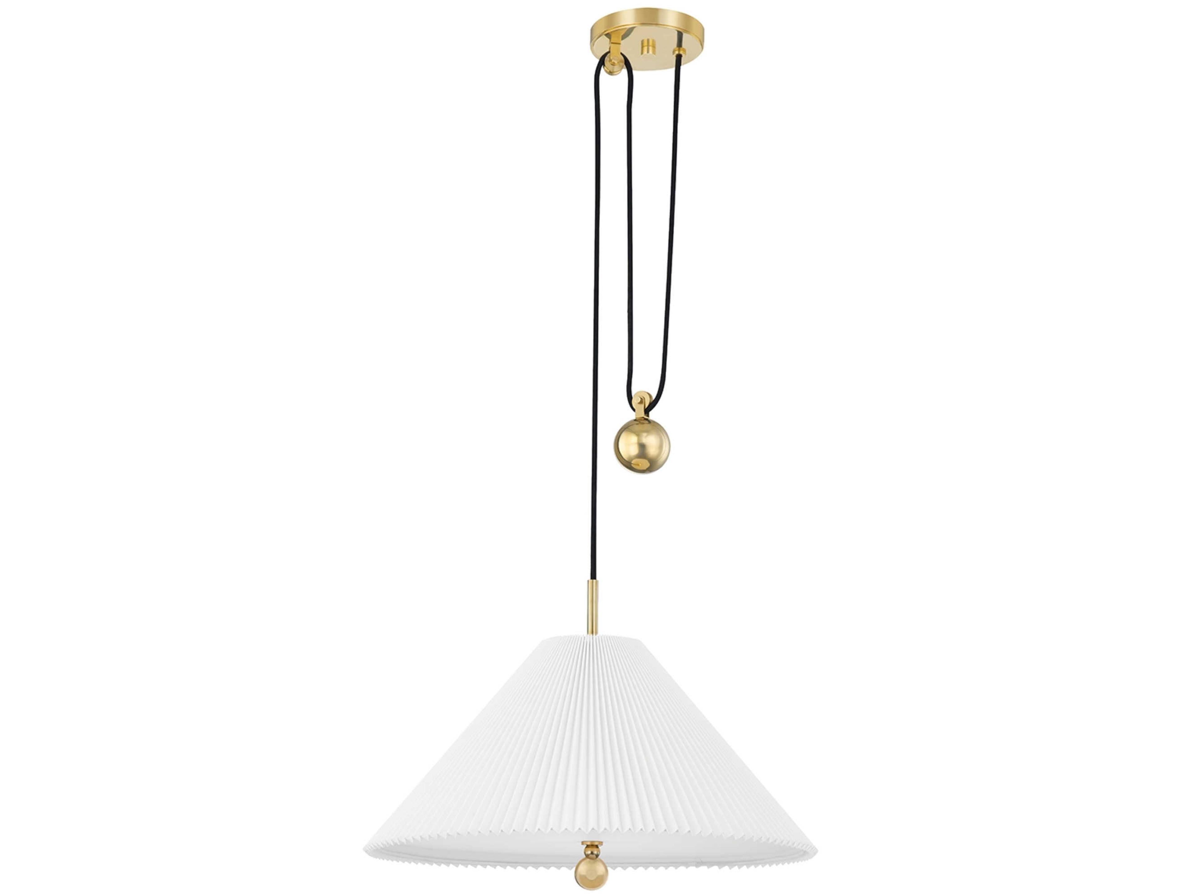 Hudson Valley Dorset 1-Light Aged Brass Opal Shiny Glass Pendant