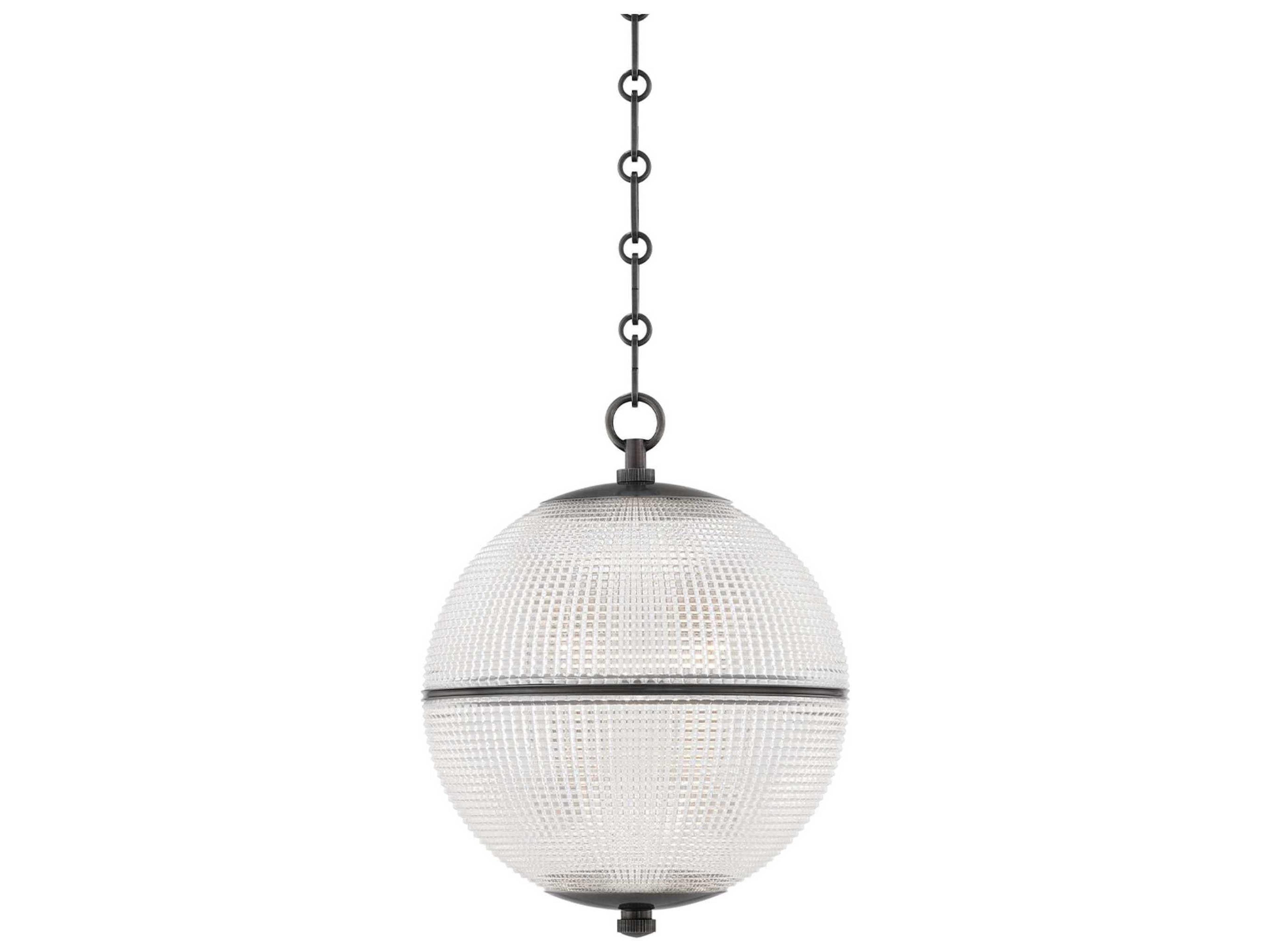 Hudson Valley Sphere 1-Light Distressed Bronze Clear Glass Globe Pendant