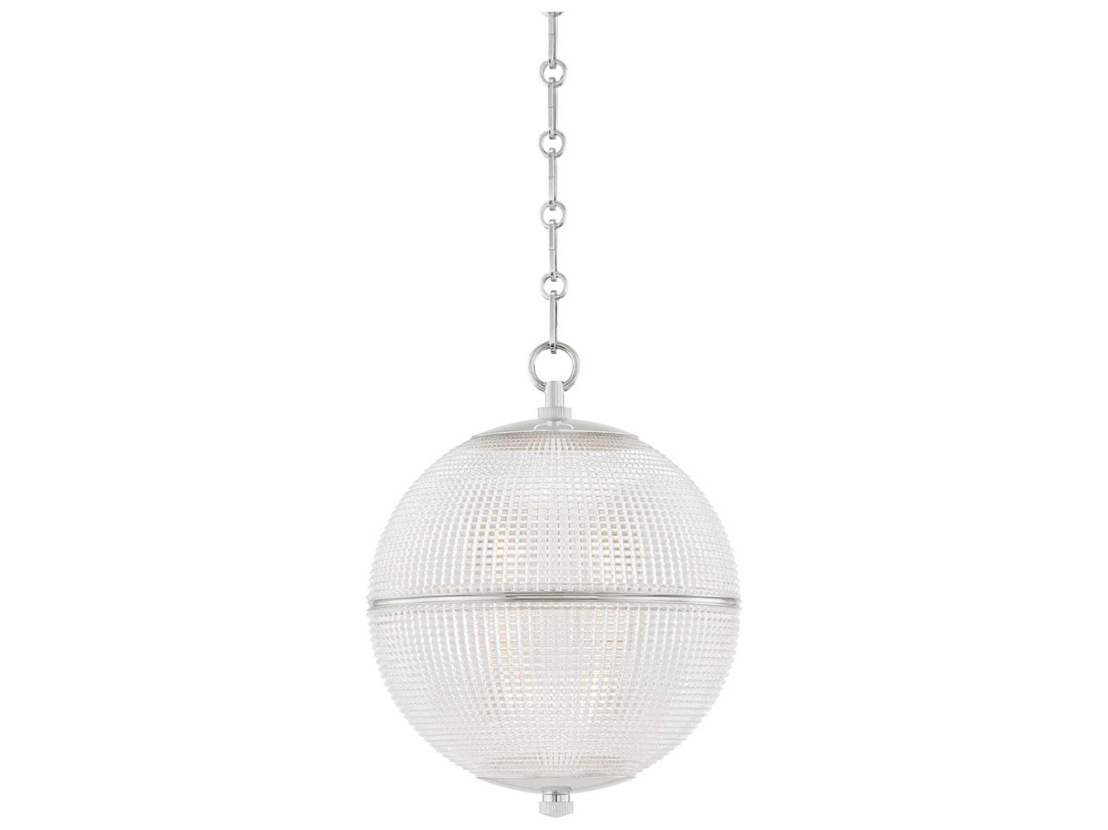 Hudson Valley Sphere 1-Light Polished Nickel Clear Glass Globe Pendant