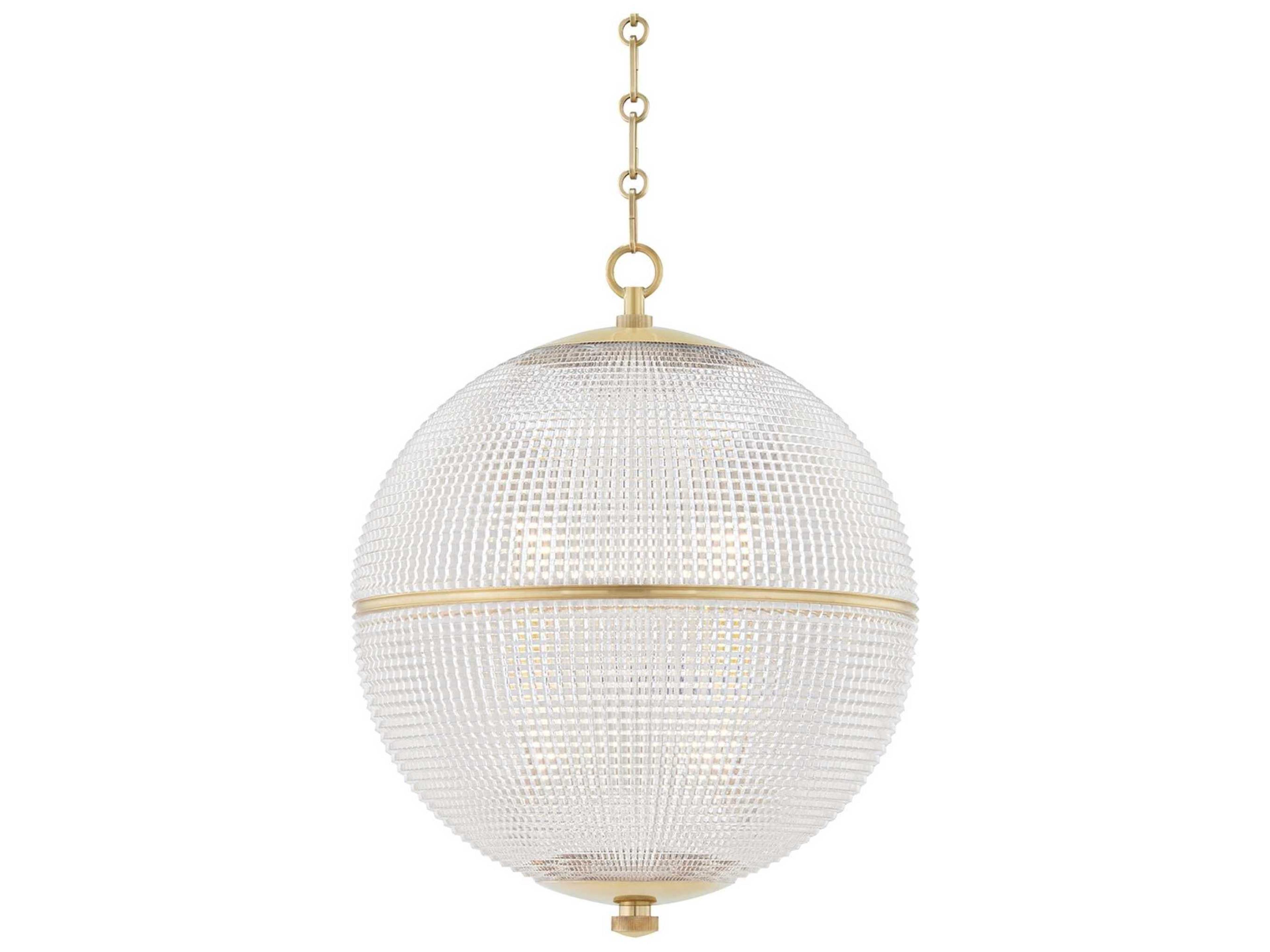 Hudson Valley Sphere 1-Light Aged Brass Clear Glass Globe Pendant