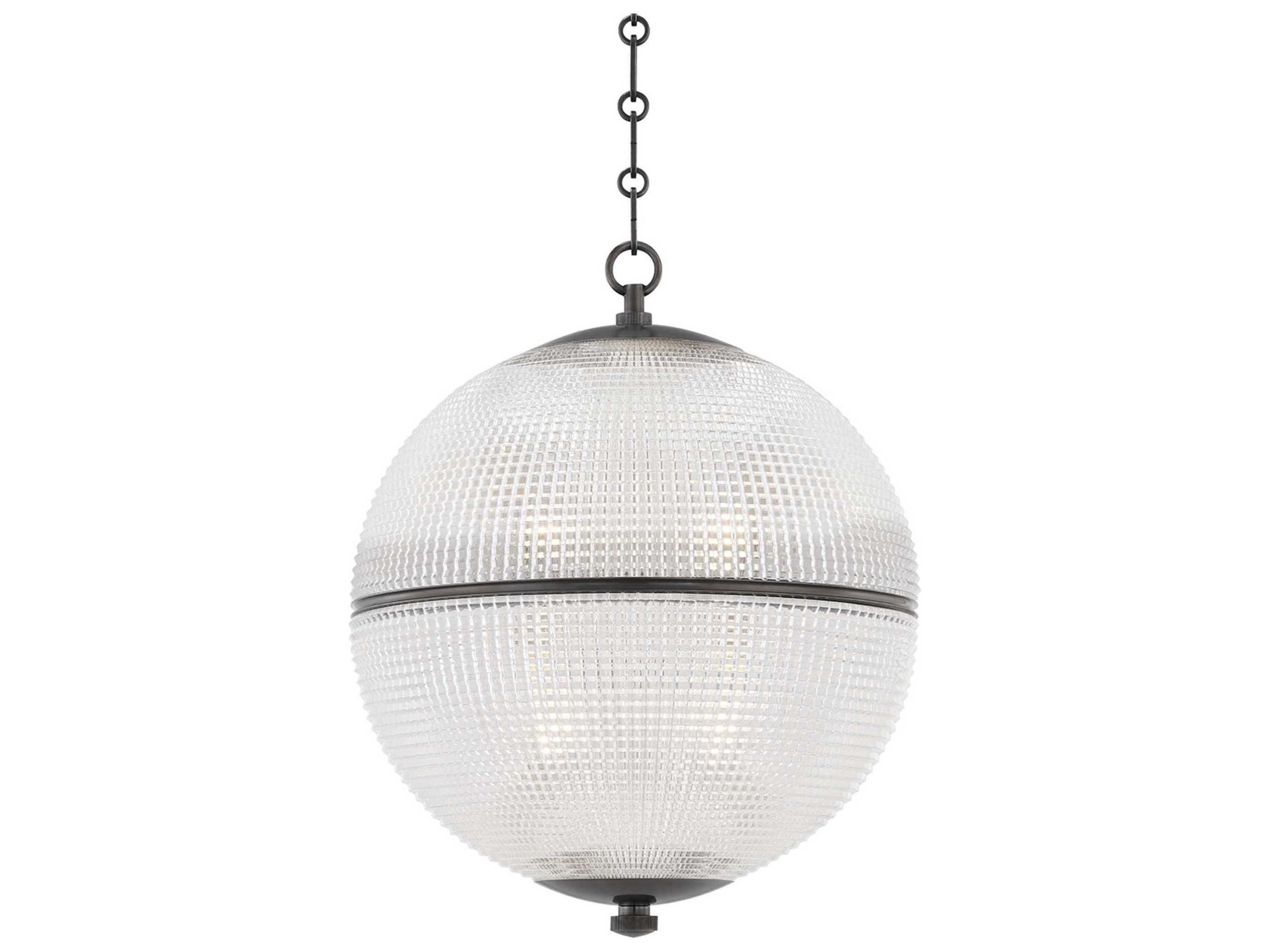 Hudson Valley Sphere 1-Light Distressed Bronze Clear Glass Globe Pendant