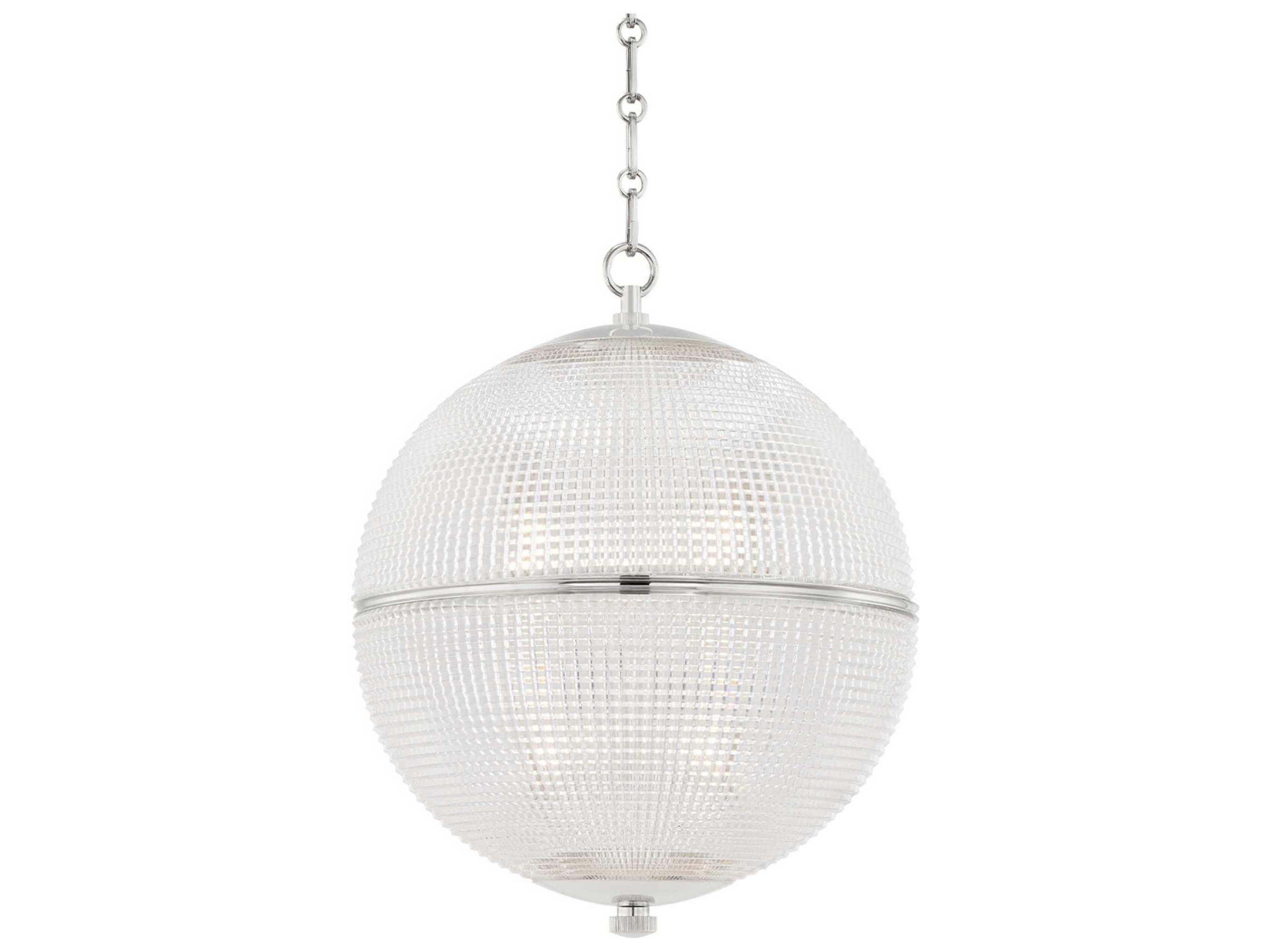 Hudson Valley Sphere 1-Light Polished Nickel Clear Glass Globe Pendant