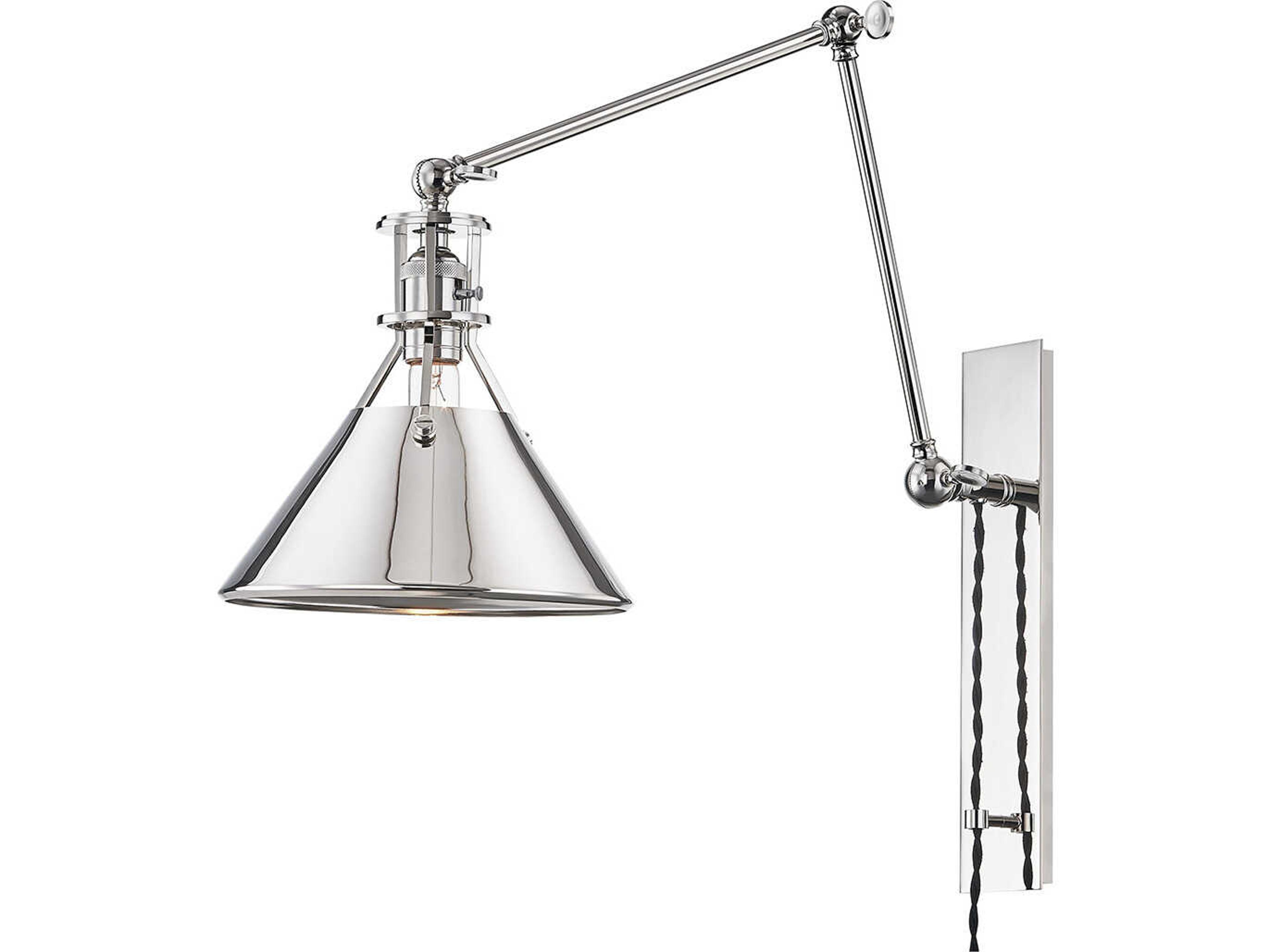 Hudson Valley Metal No. 2 1-Light Polished Nickel Swing Wall Sconce