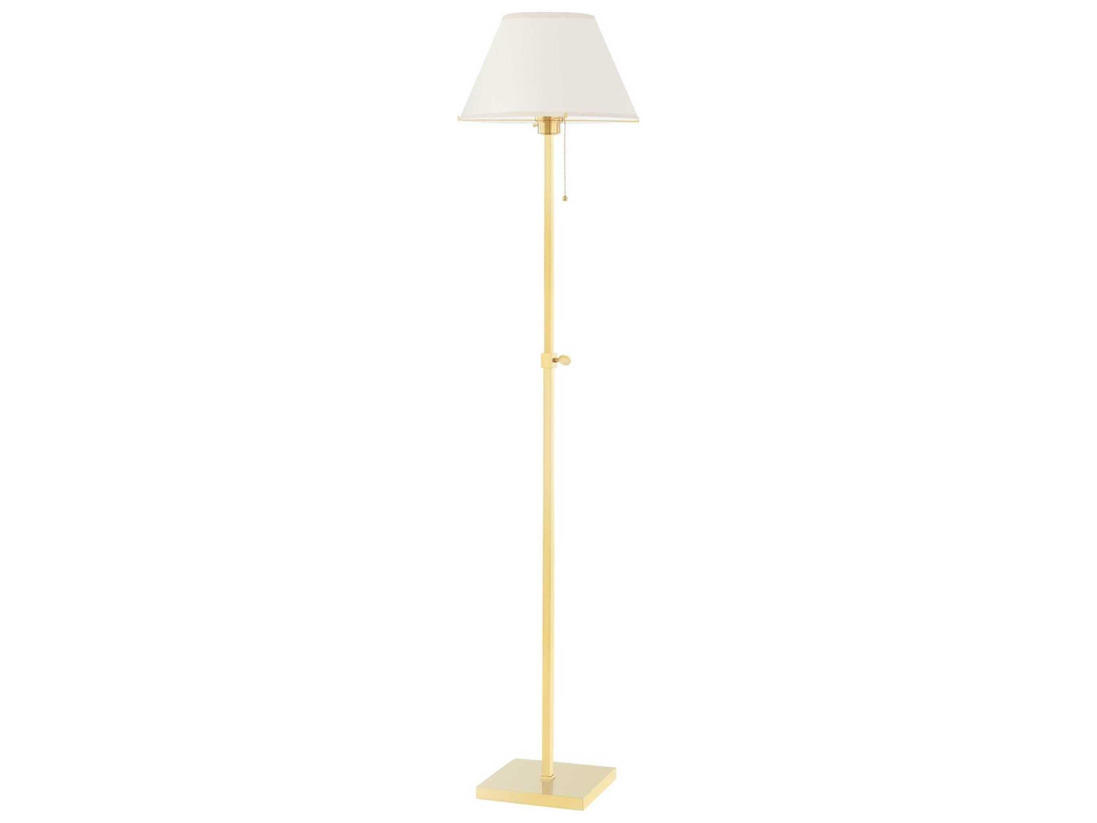 Hudson Valley Leeds Aged Brass Cream Floor Lamp