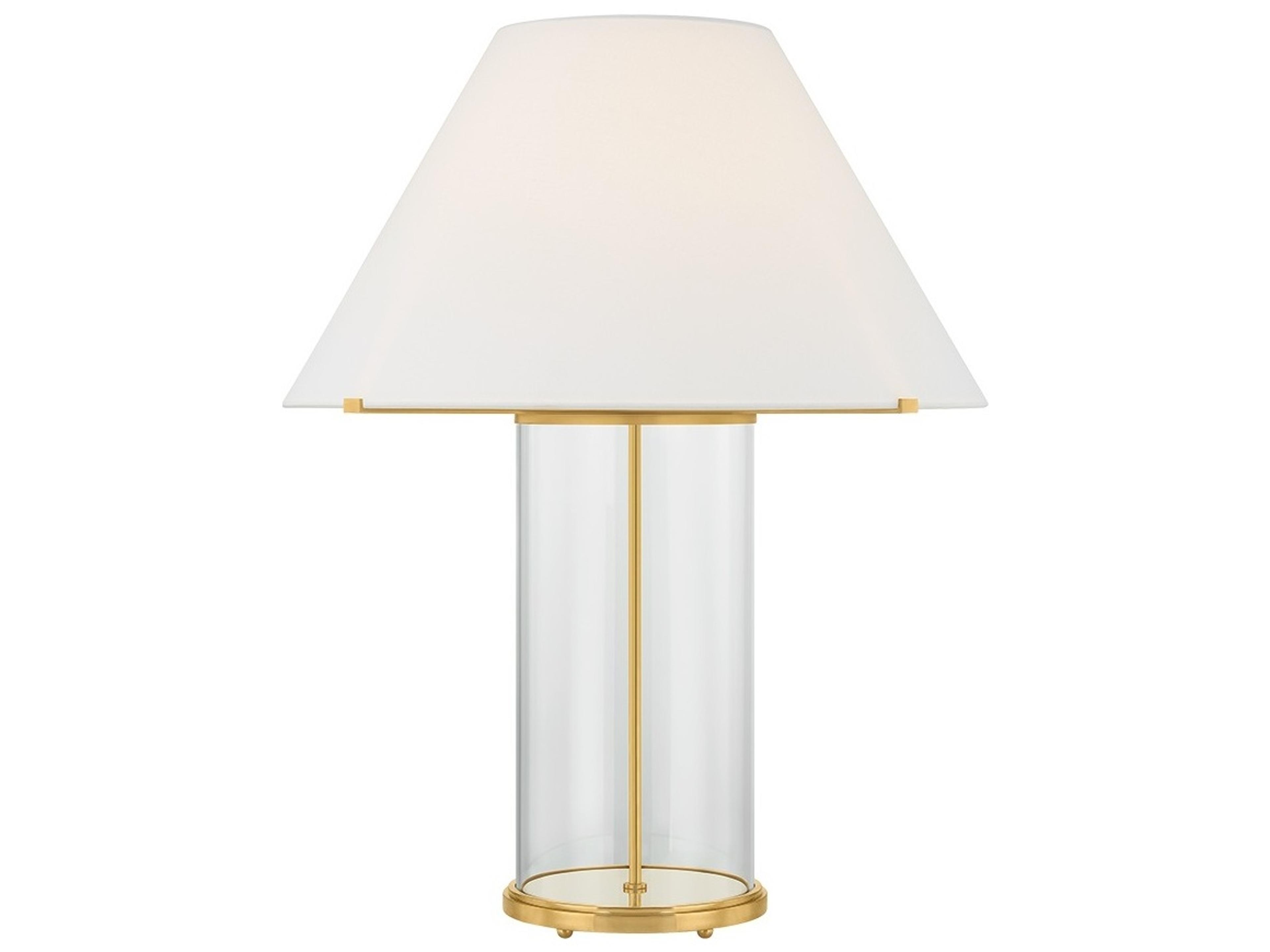 Hudson Valley Inglewood Aged Brass White Linen Fabric Buffet Lamp