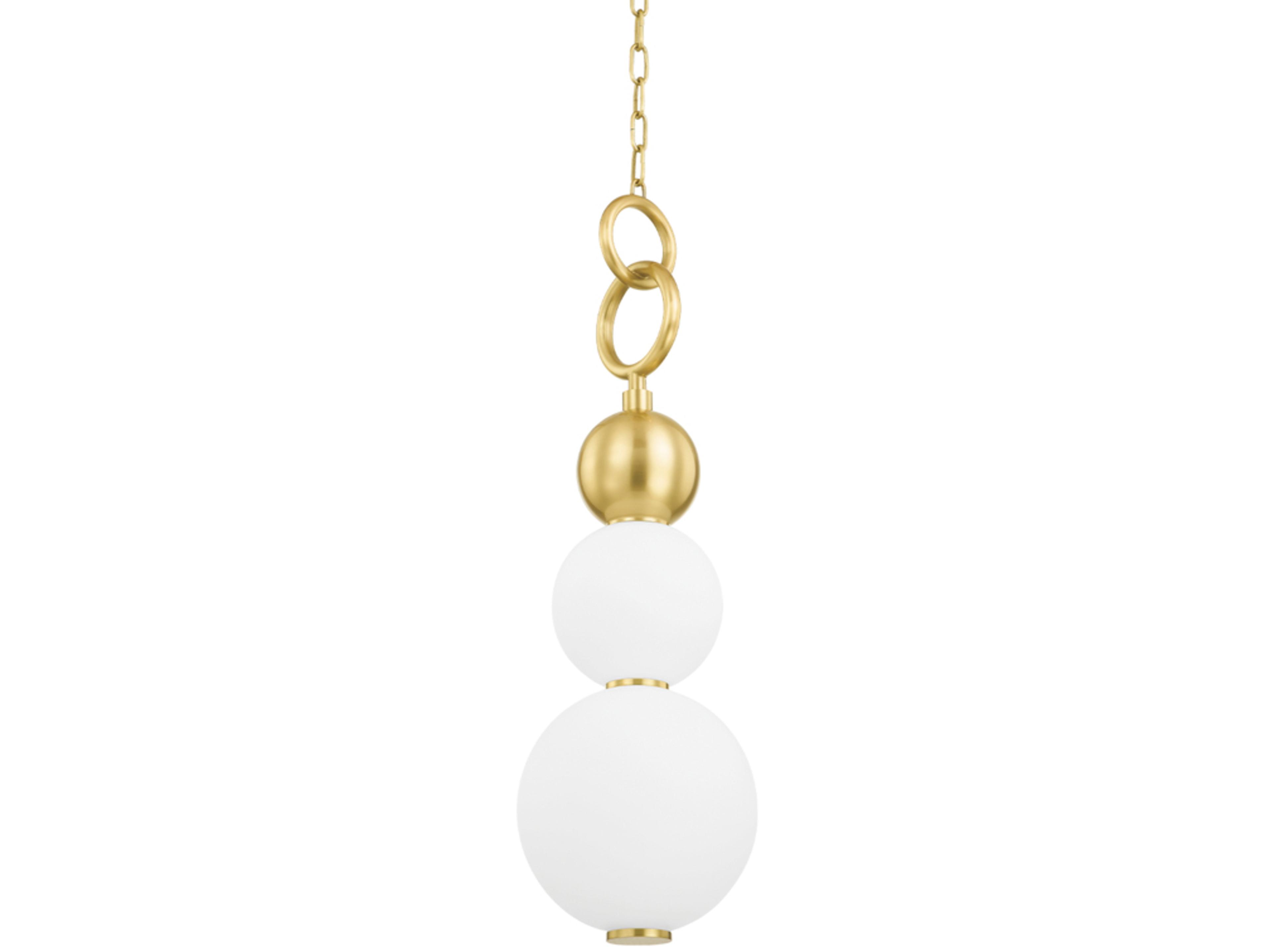 Hudson Valley Perrin 1-Light Aged Brass White Glass LED Globe Mini Pendant