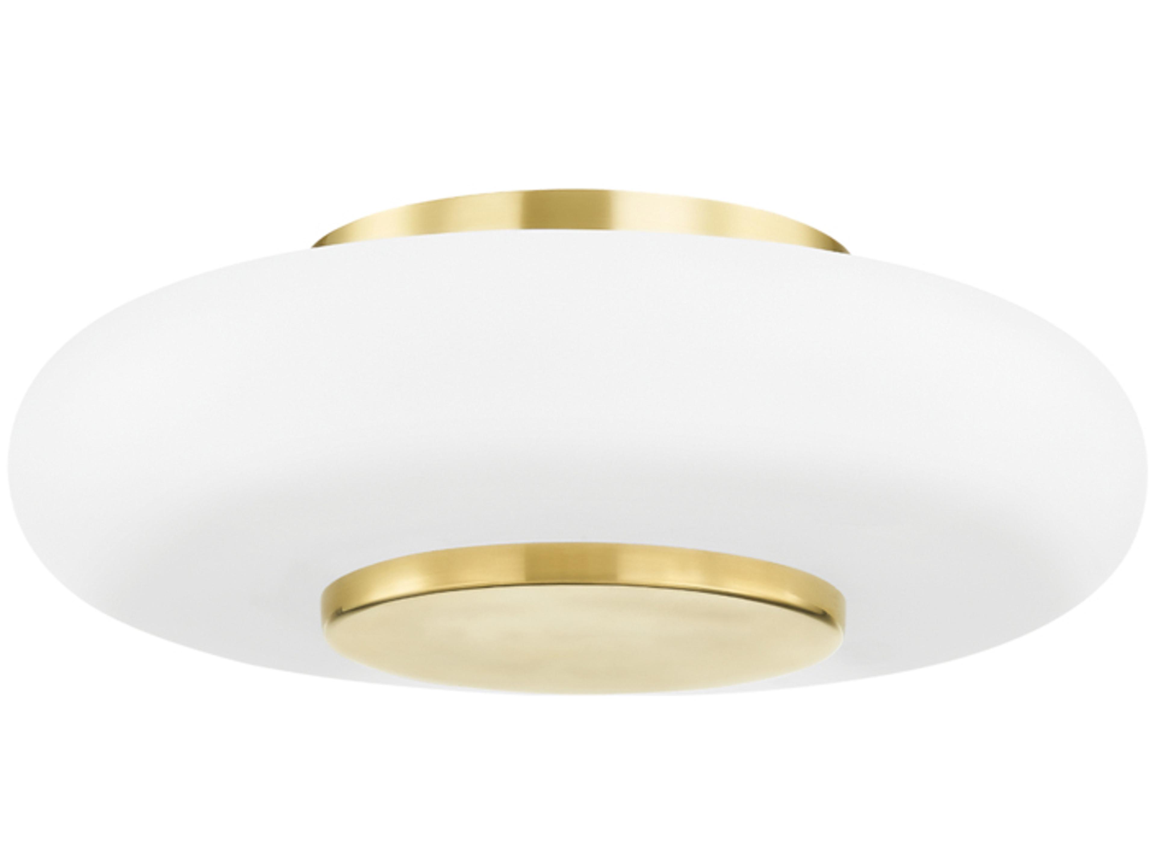 Hudson Valley Blyford 1-Light Aged Brass Glass LED Round Flush Mount