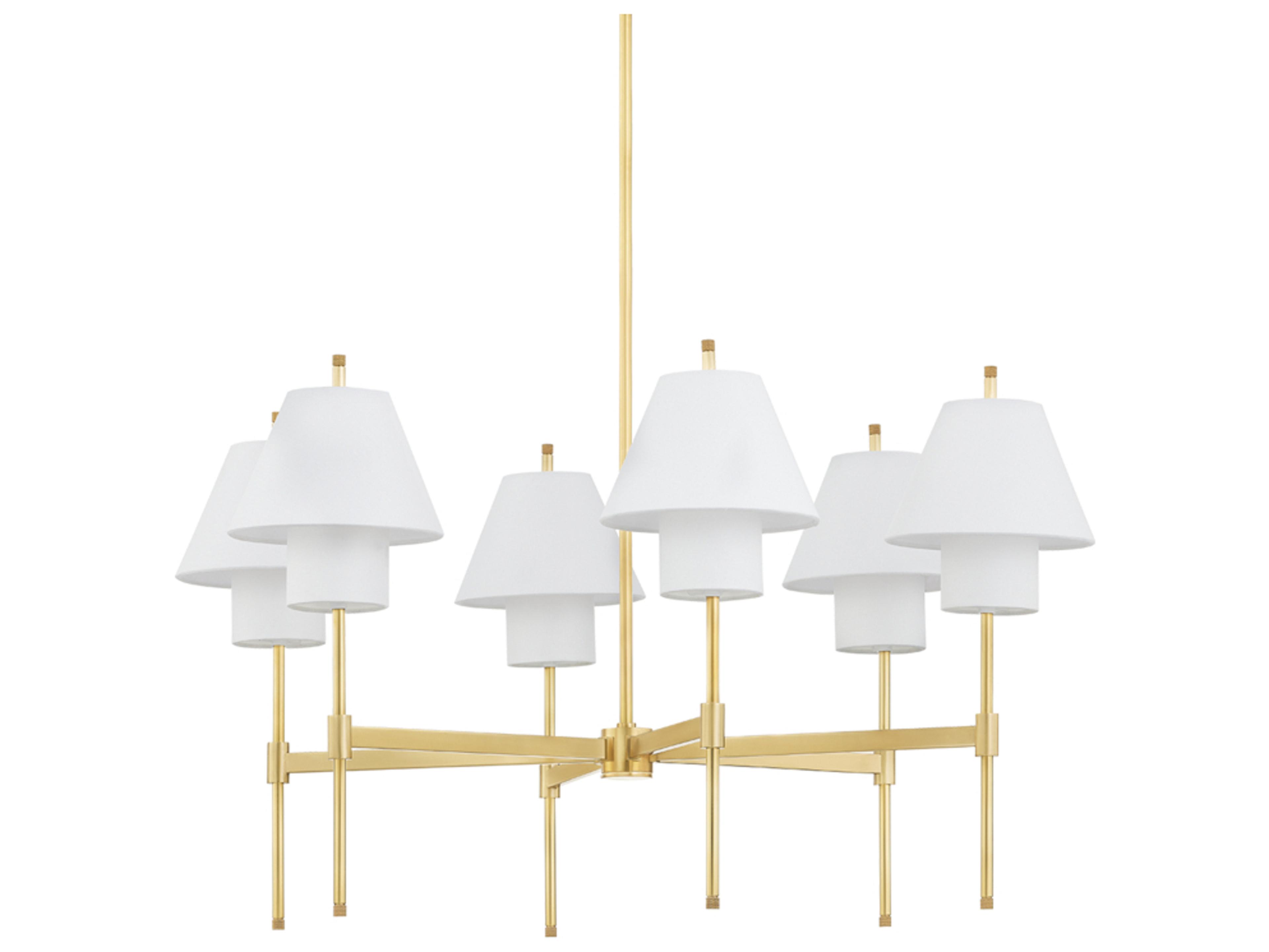 Hudson Valley Glenmoore 6-Light Aged Brass White Empire Chandelier