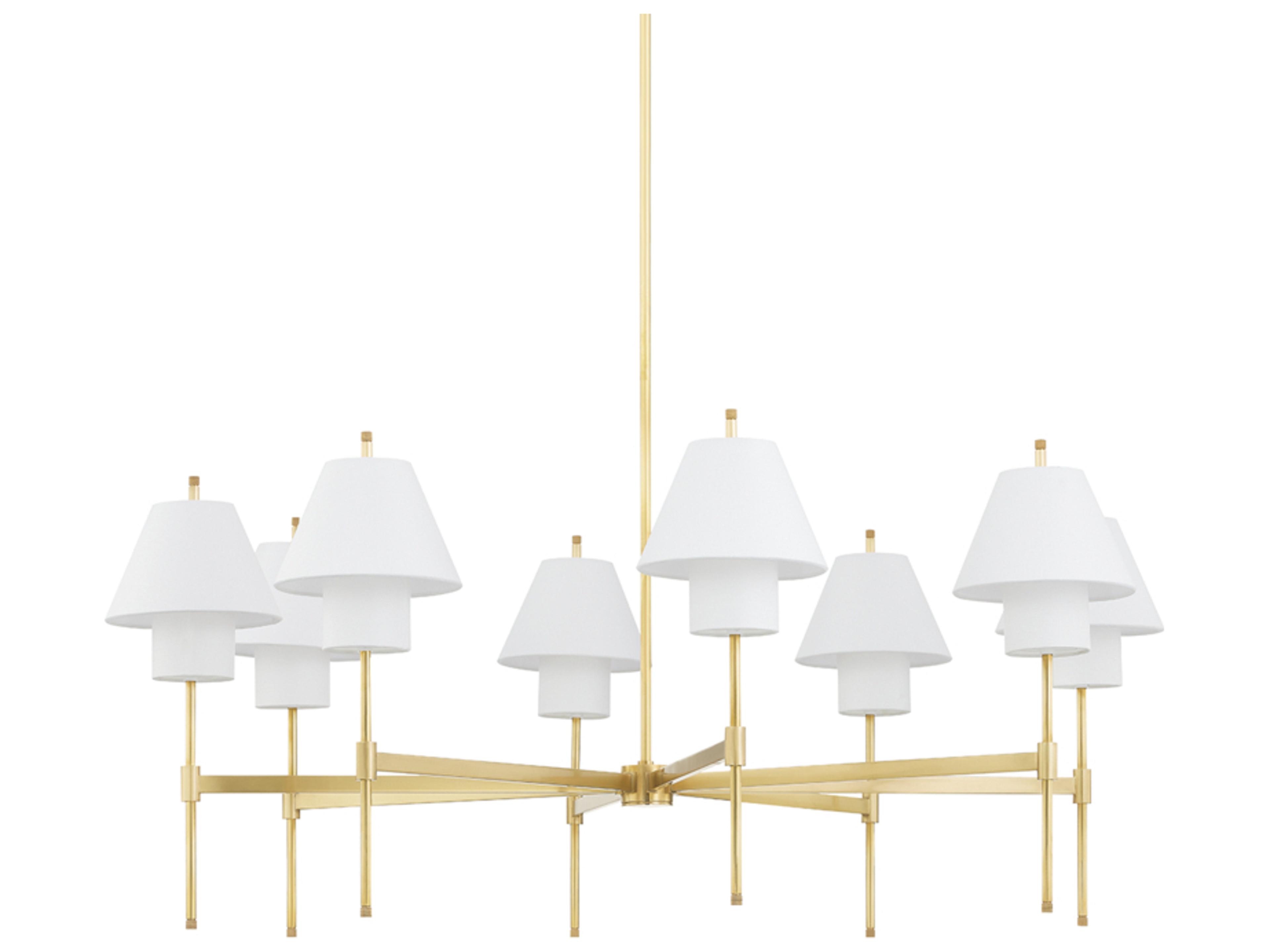 Hudson Valley Glenmoore 8-Light Aged Brass White Empire Chandelier