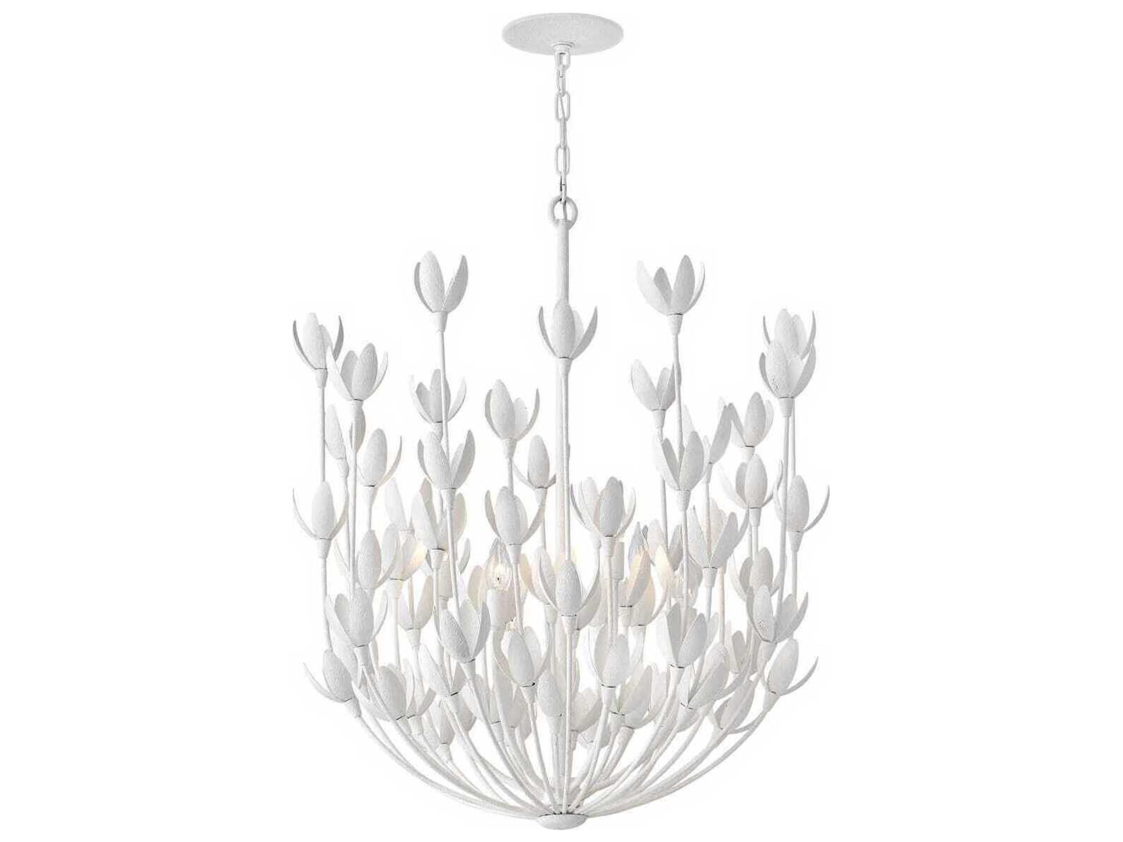 Hinkley Flora 6-Light Textured Plaster White Candelabra Chandelier