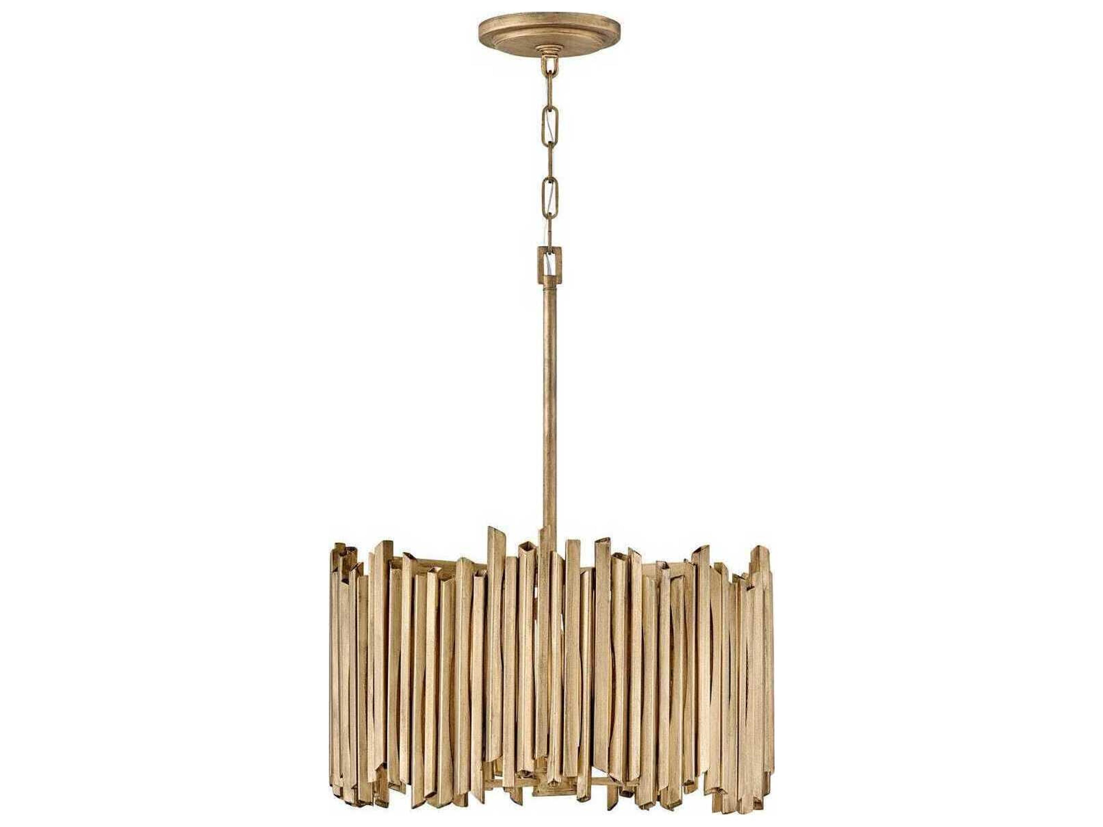 Hinkley Roca 3-Light Burnished Gold Drum Pendant