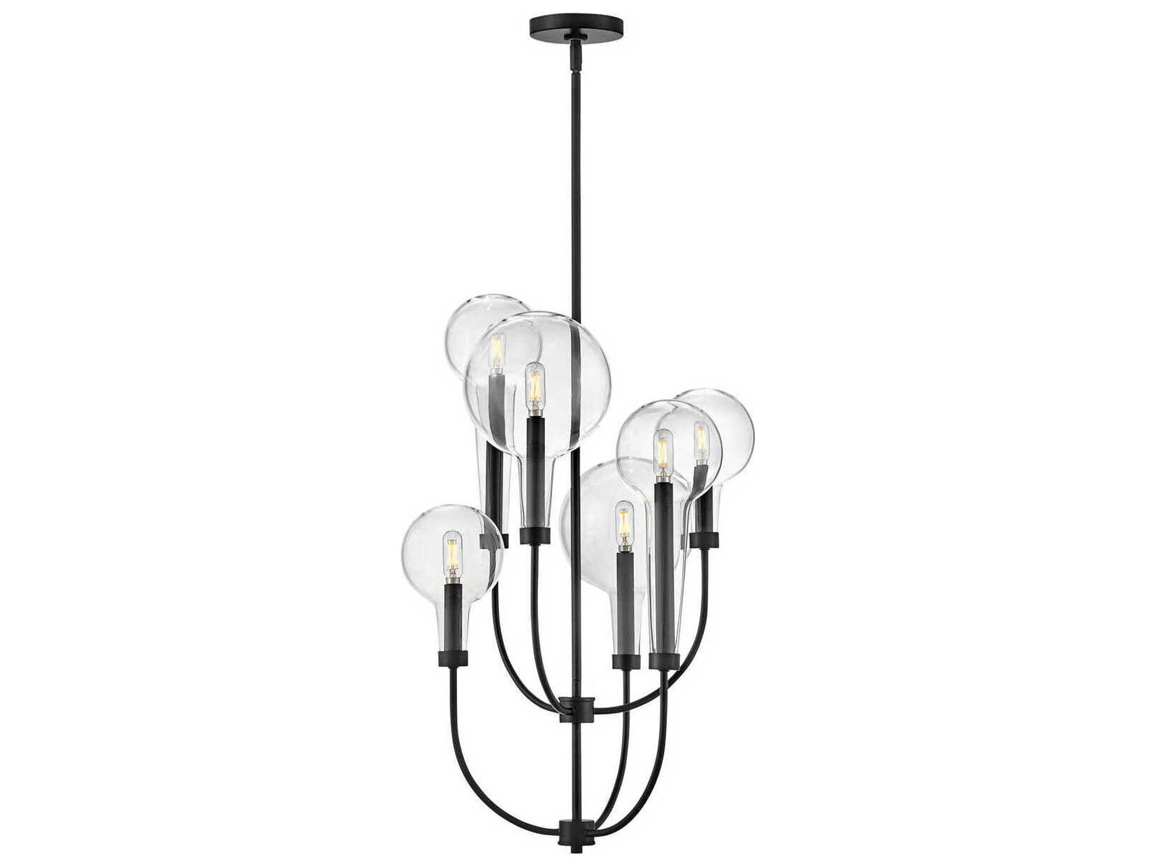 Hinkley Alchemy 6-Light Black Glass Candelabra Chandelier