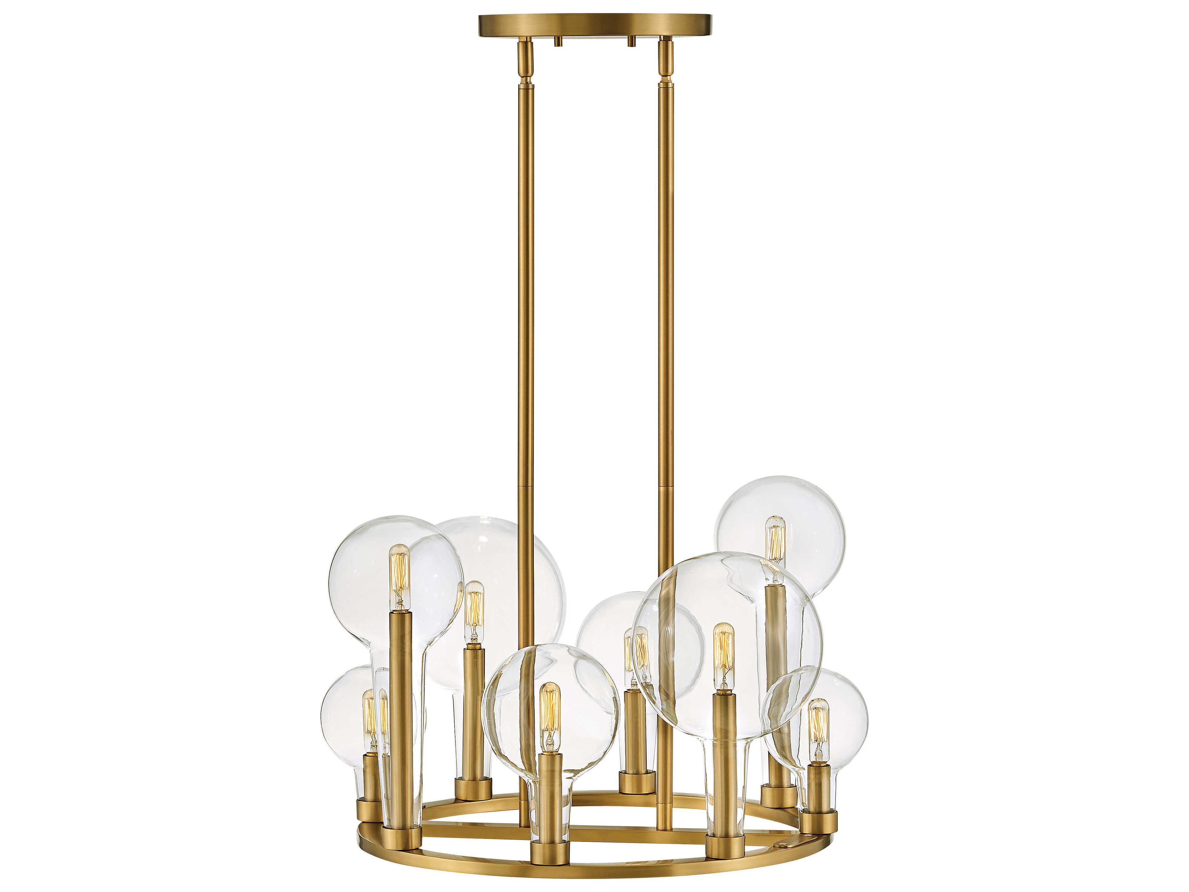 Hinkley Alchemy 8-Light Lacquered Brass Glass Globe Chandelier