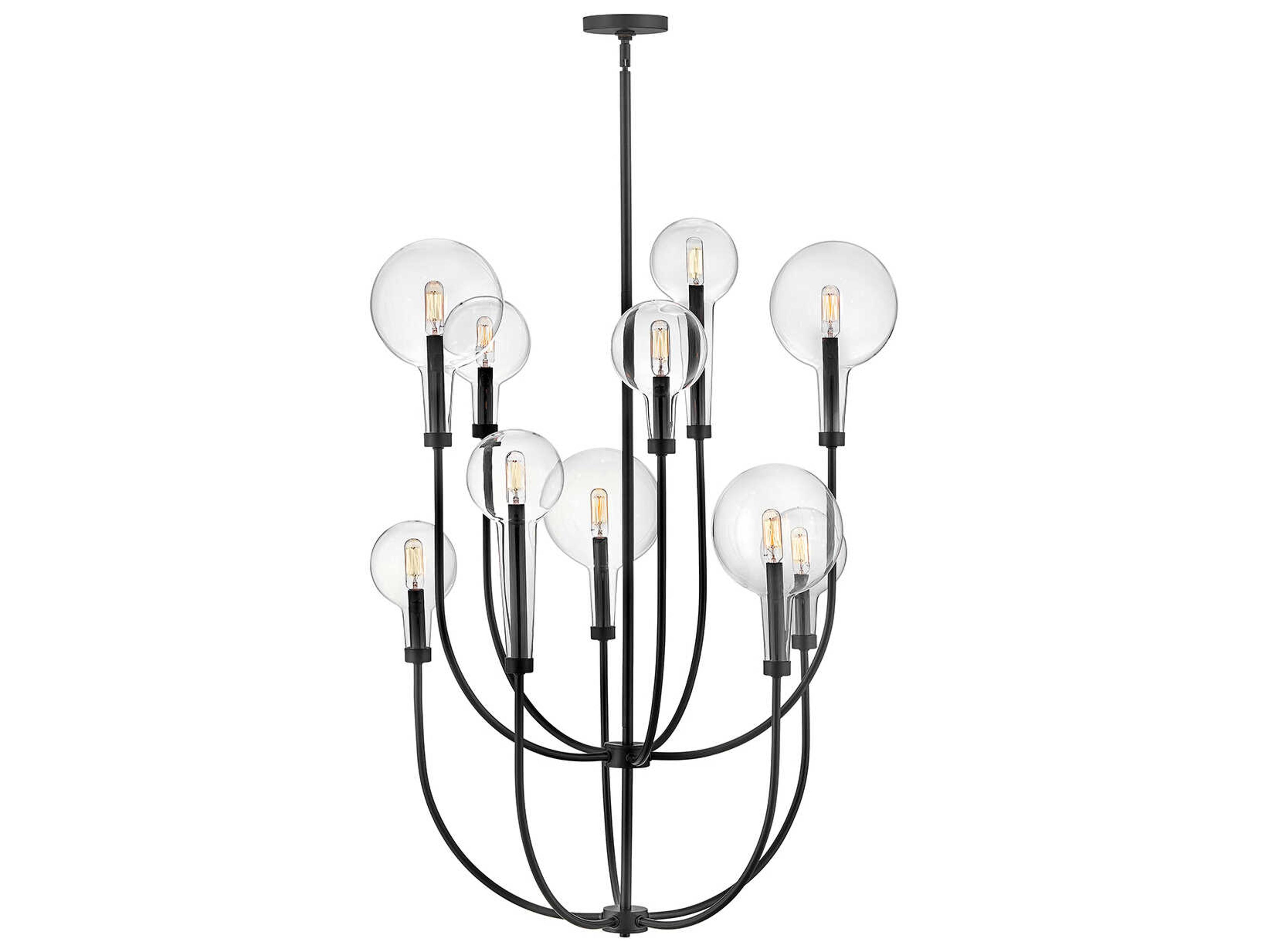 Hinkley Alchemy 10-Light Black Globe Tiered Chandelier