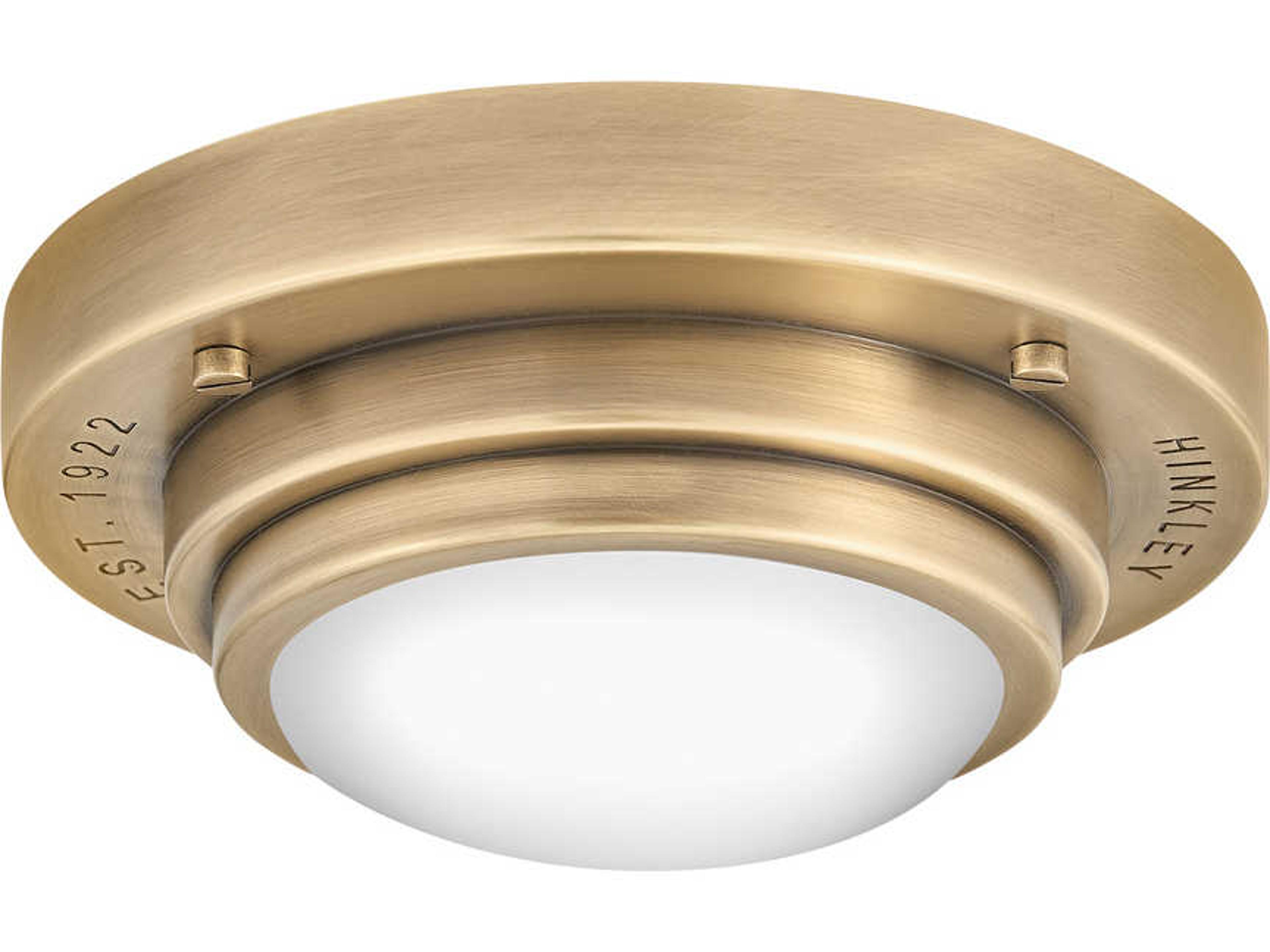 Hinkley Porte Heritage Brass Glass LED Round Flush Mount
