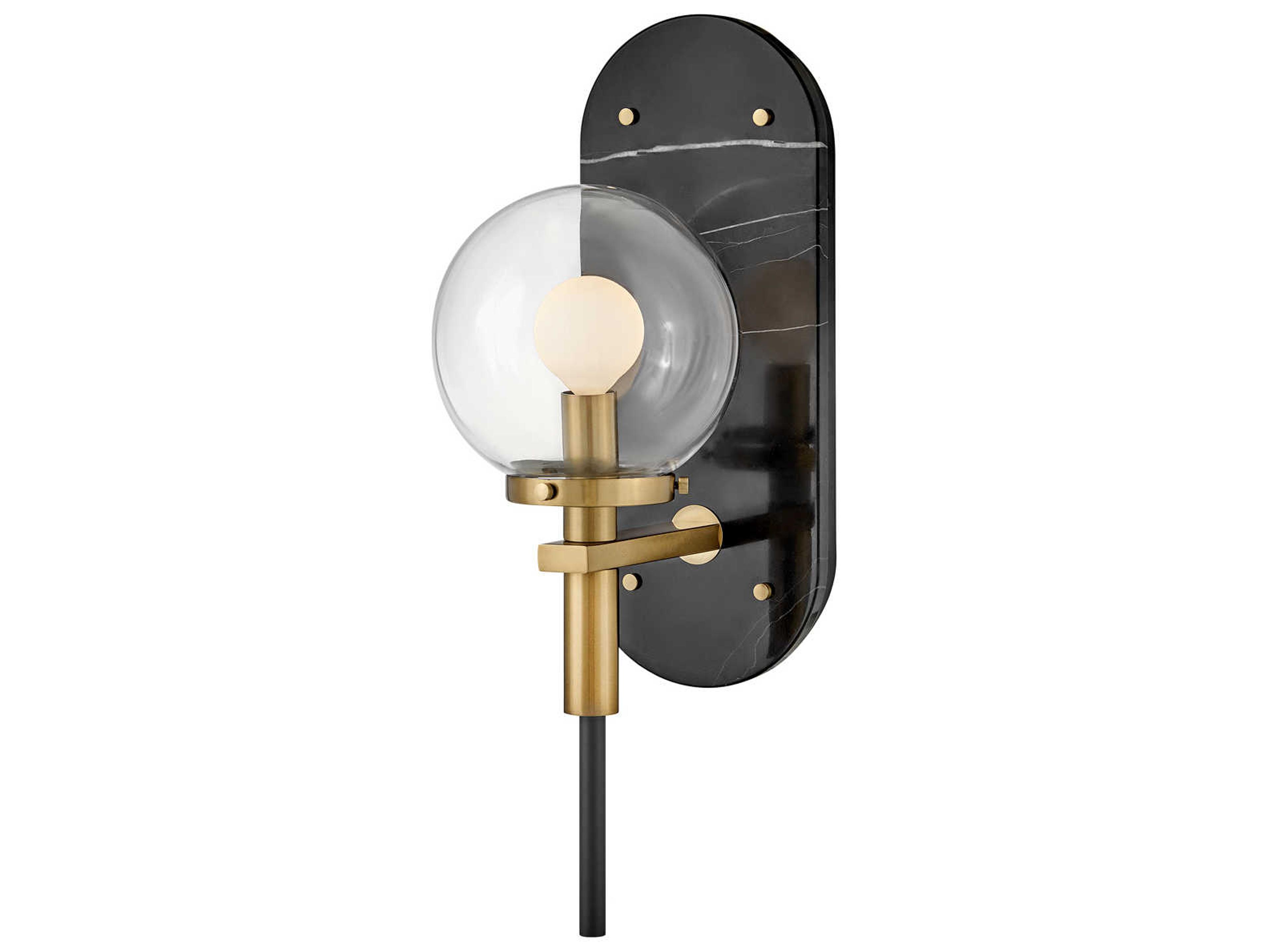 Hinkley Gilda 1-Light Black Heritage Brass Glass Wall Sconce
