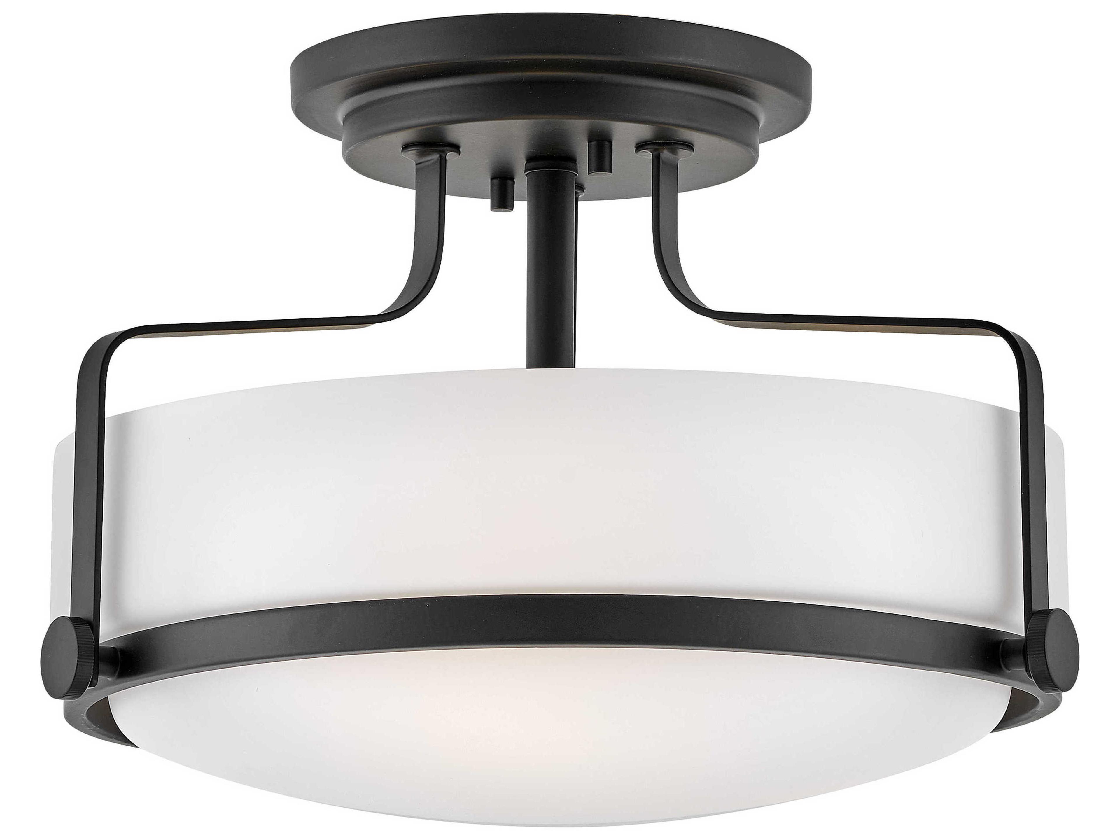 Hinkley Harper 3-Light Black Glass Bowl Semi Flush Mount