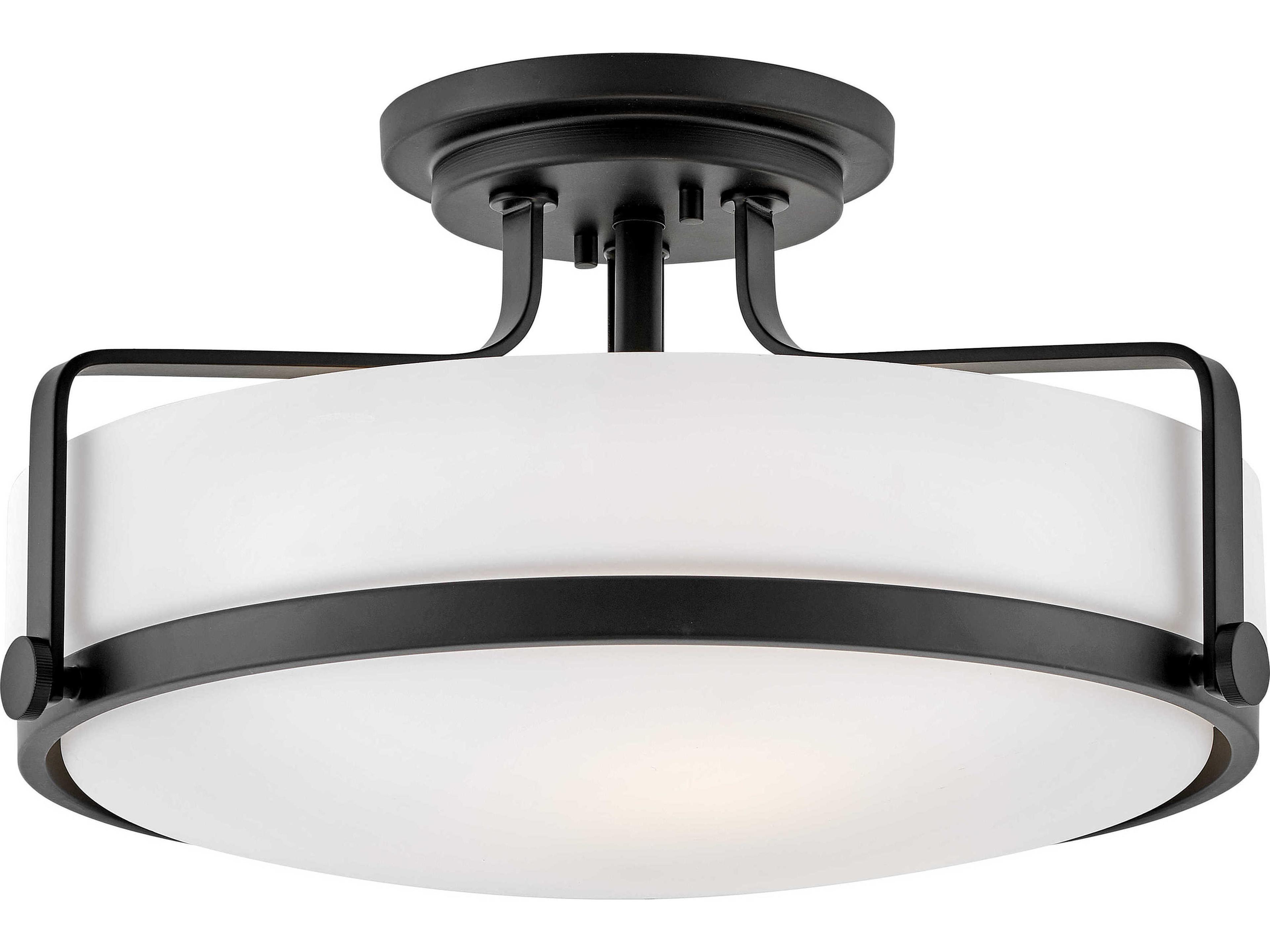 Hinkley Harper 3-Light Black Glass Bowl Semi Flush Mount