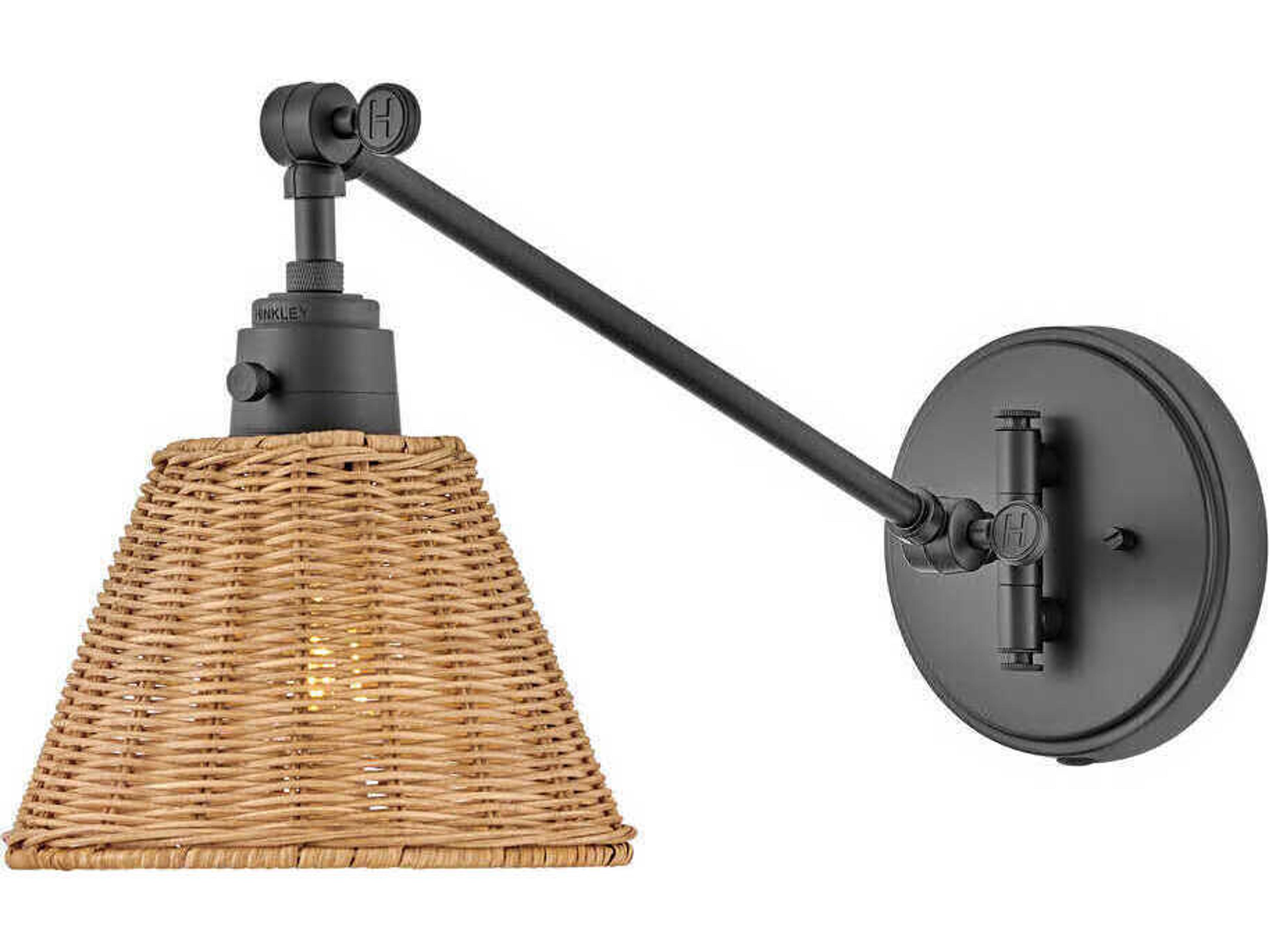 Hinkley Arti 1 - Light Swing Arm with Natural Rattan Shade