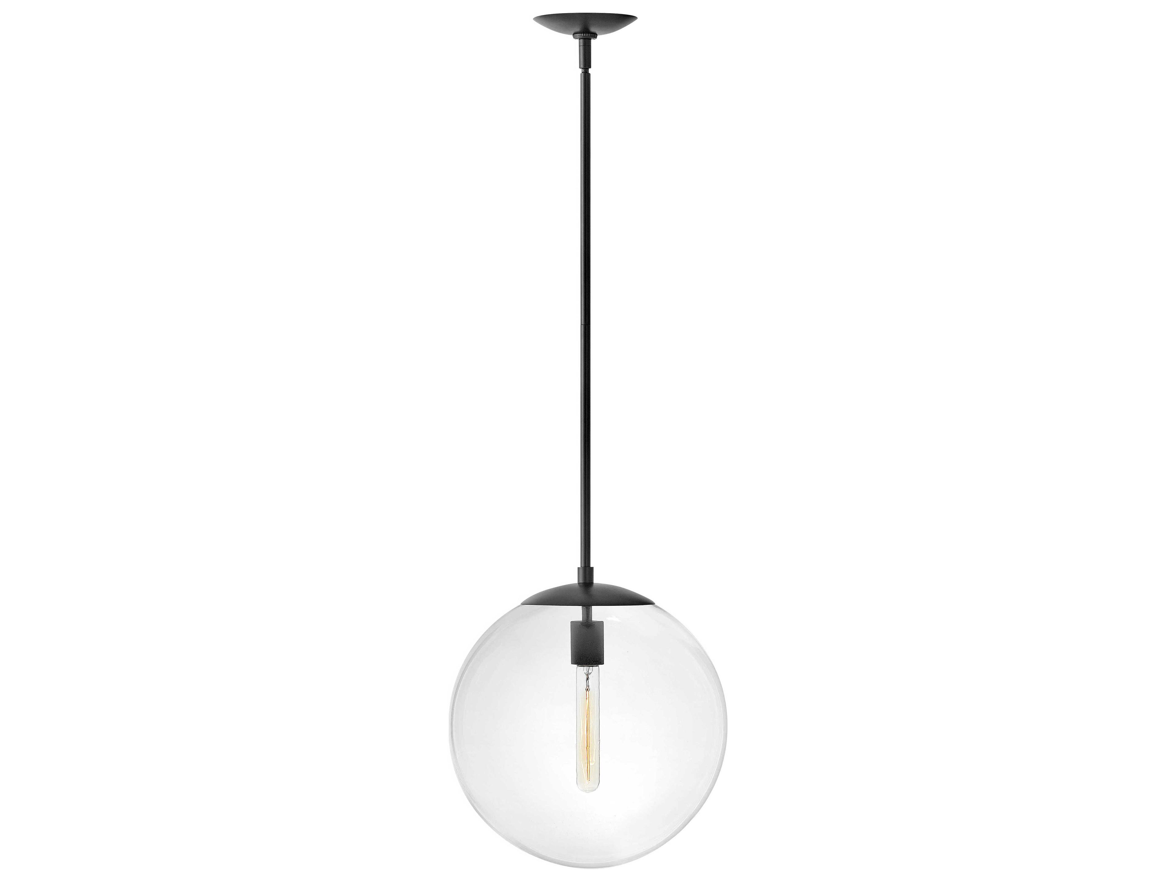 Hinkley Warby 1-Light Black Glass Globe Pendant