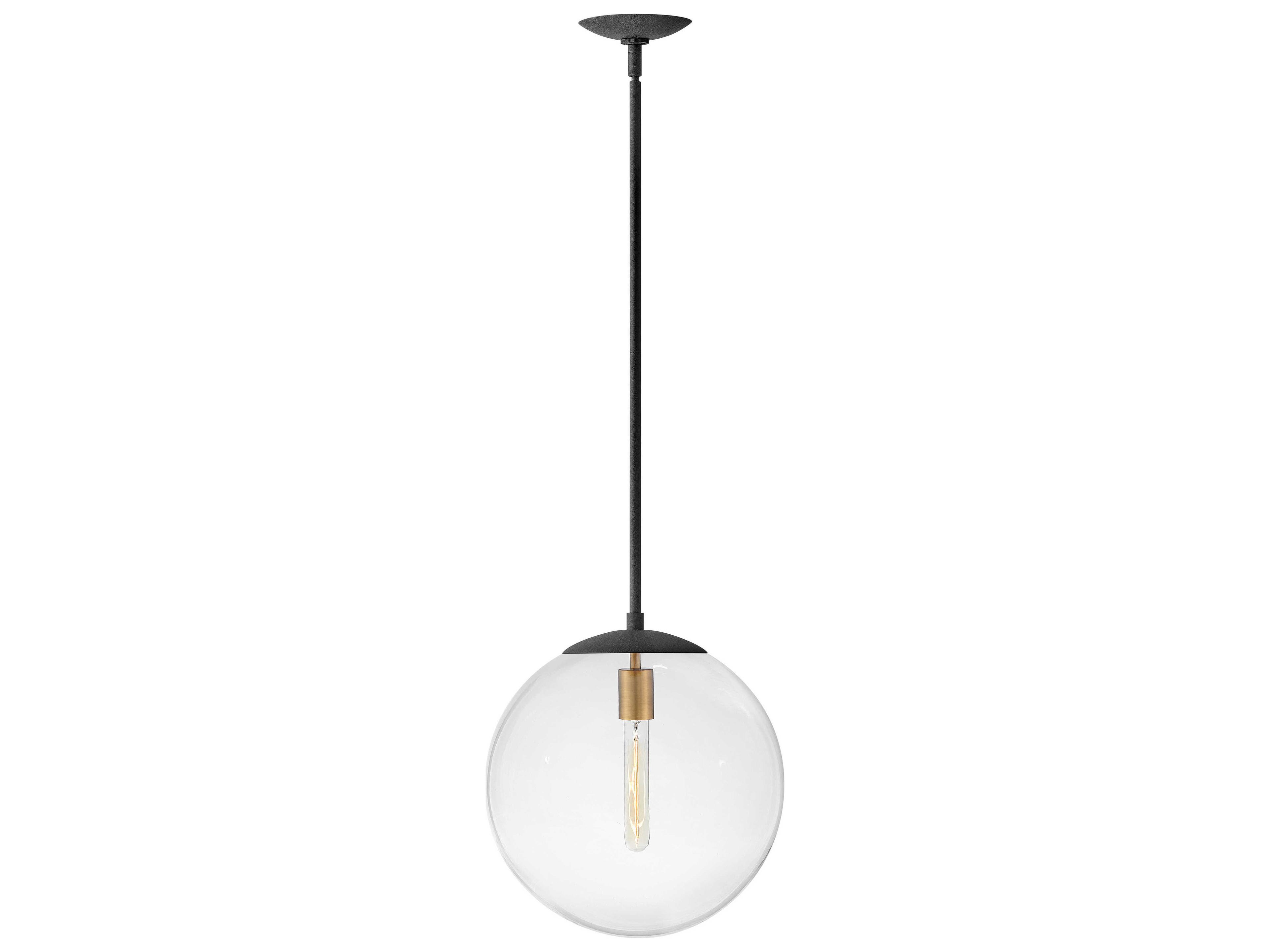 Hinkley Warby 1-Light Aged Zinc Black Glass Globe Pendant