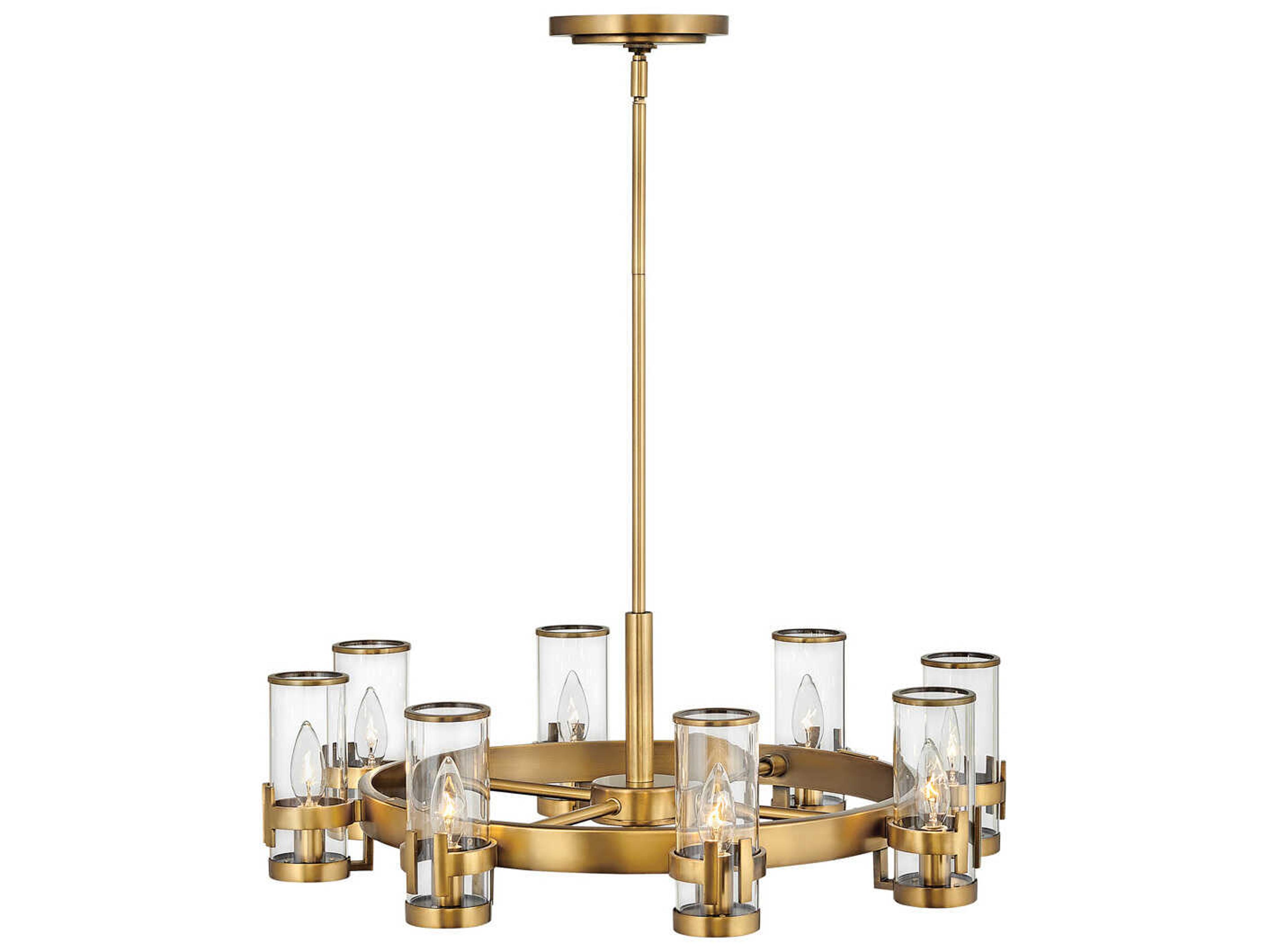 Hinkley Reeve 8-Light Heritage Brass Cylinder Chandelier