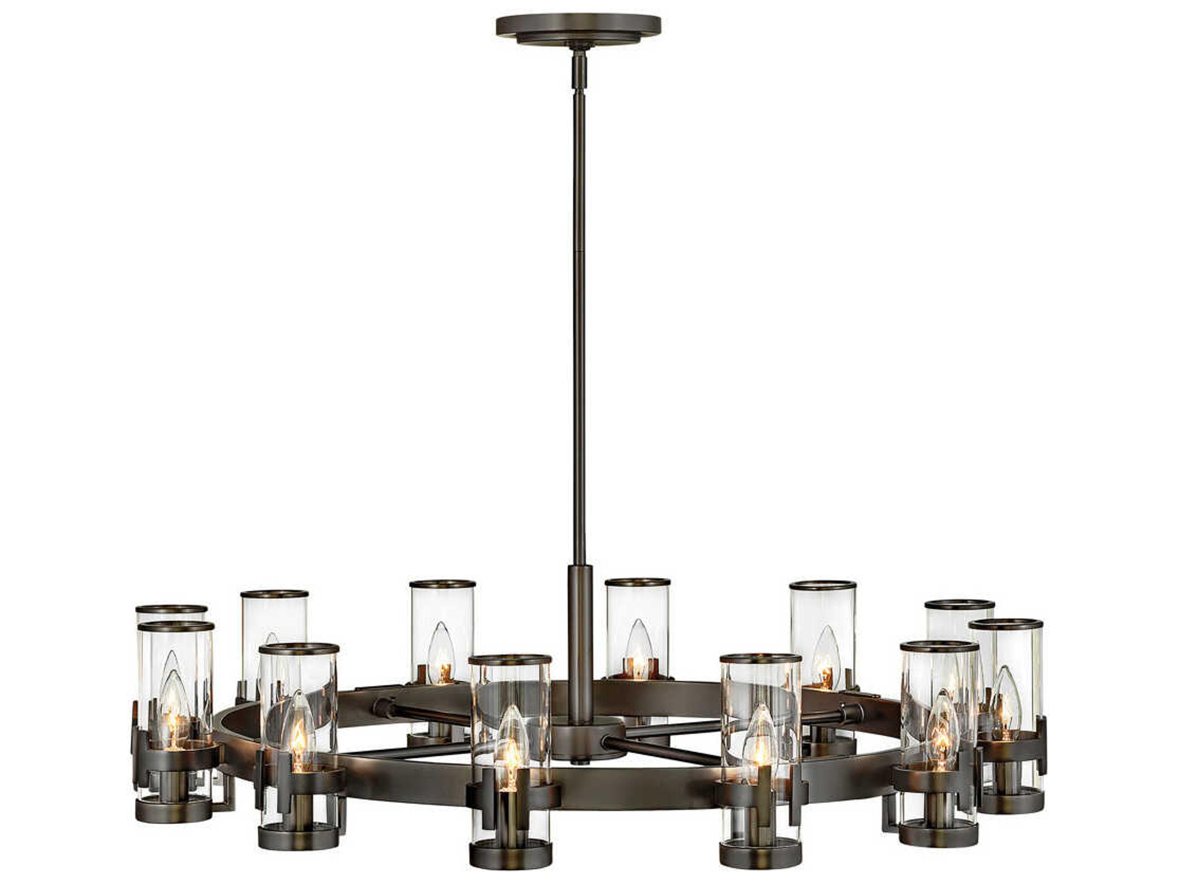 Hinkley Reeve 12-Light Black Oxide Cylinder Chandelier